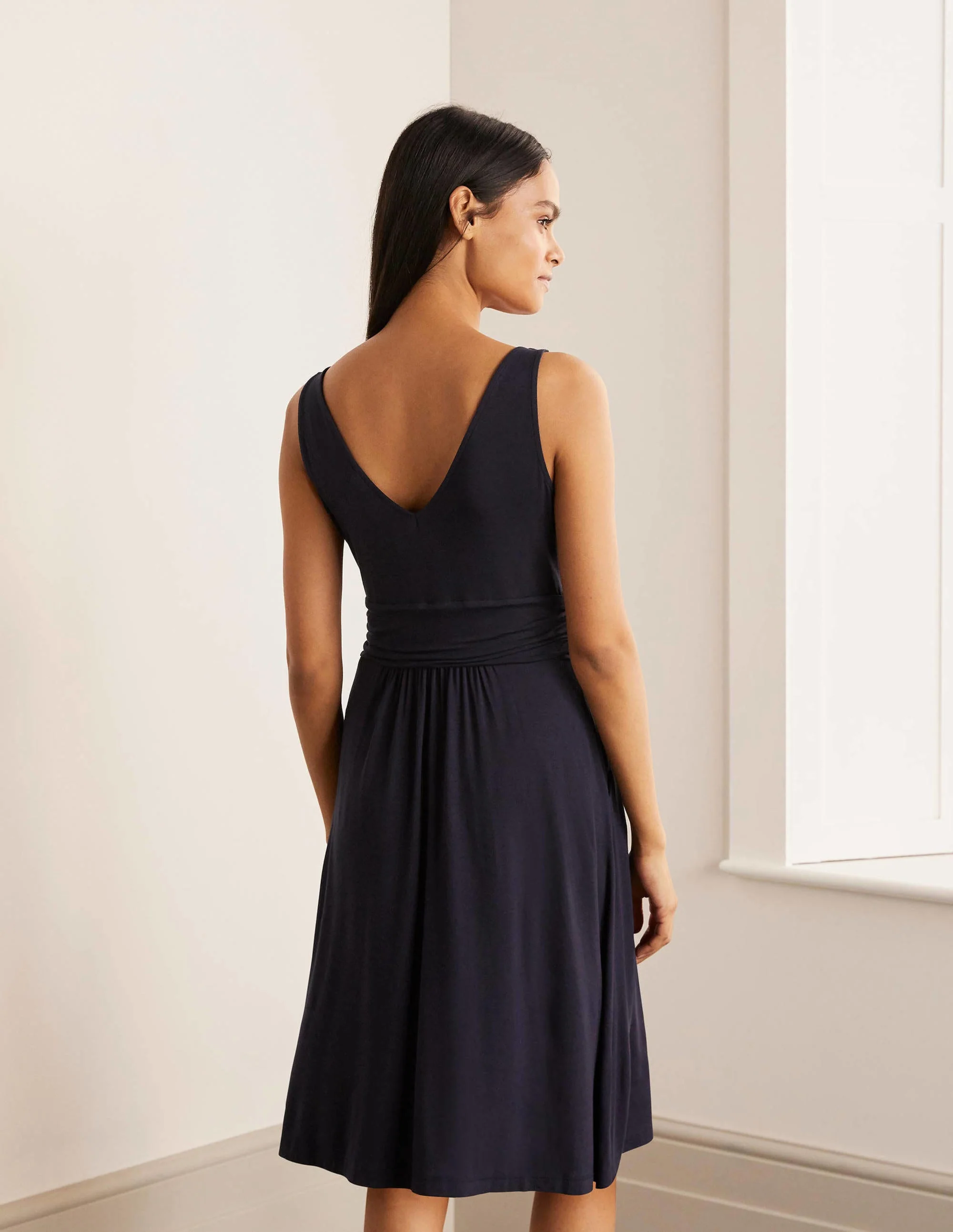 Effie Jerseykleid mit V-Ausschnitt-Marineblau - Image 3
