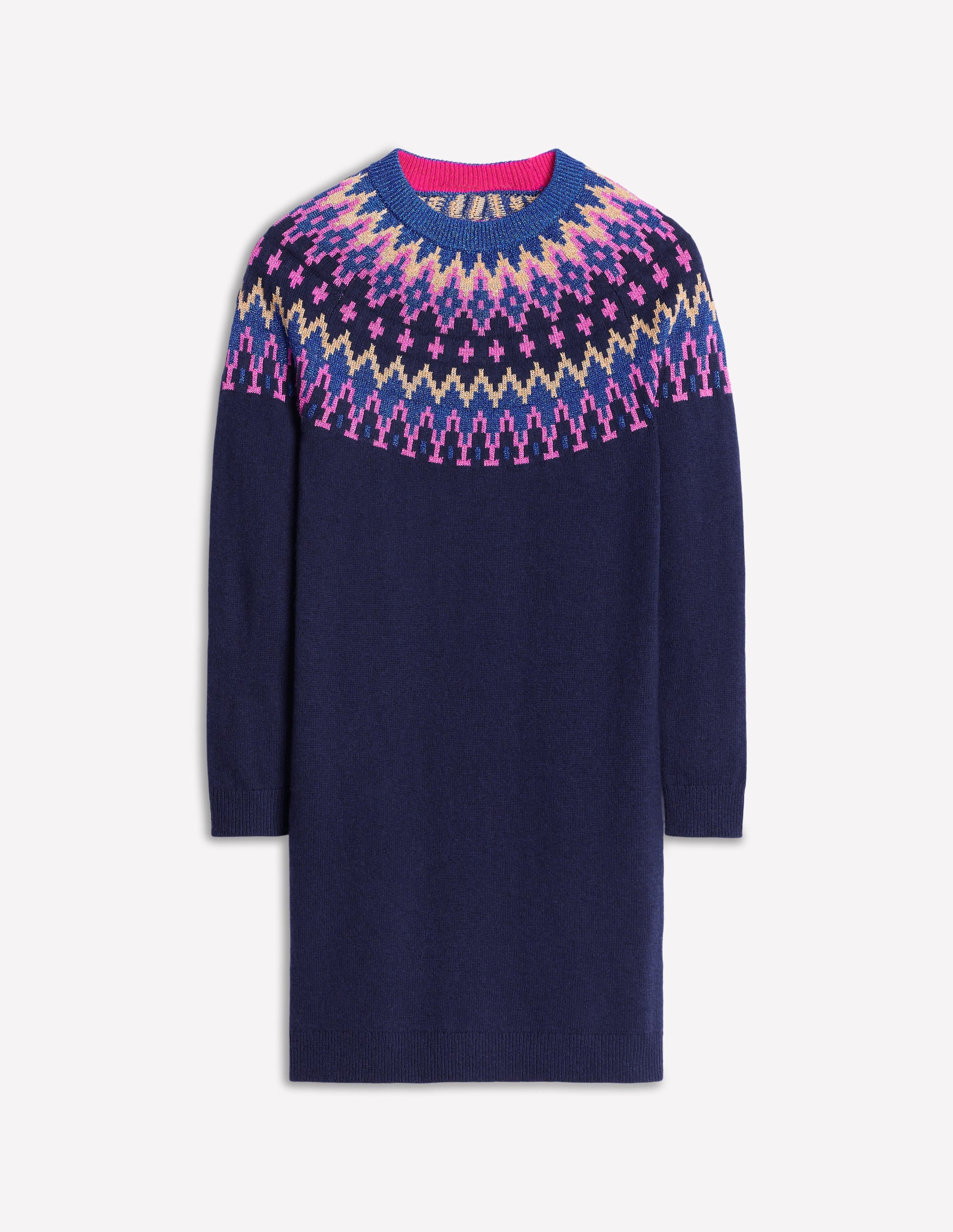 Eleanor Fair-Isle-Kleid-Marineblau, Glitzerndes Fair-Isle - Image 5