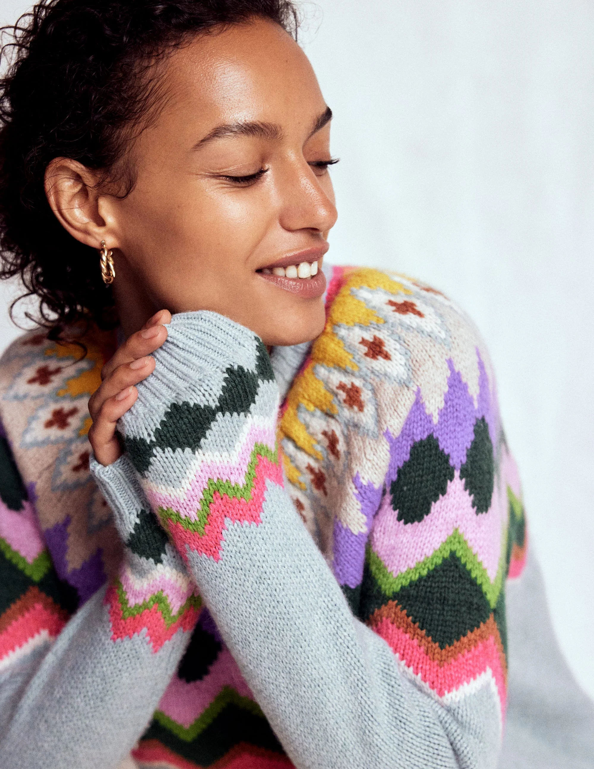 Eleanor Fair-Isle-Pullover-Turmalinblau Meliert - Image 2