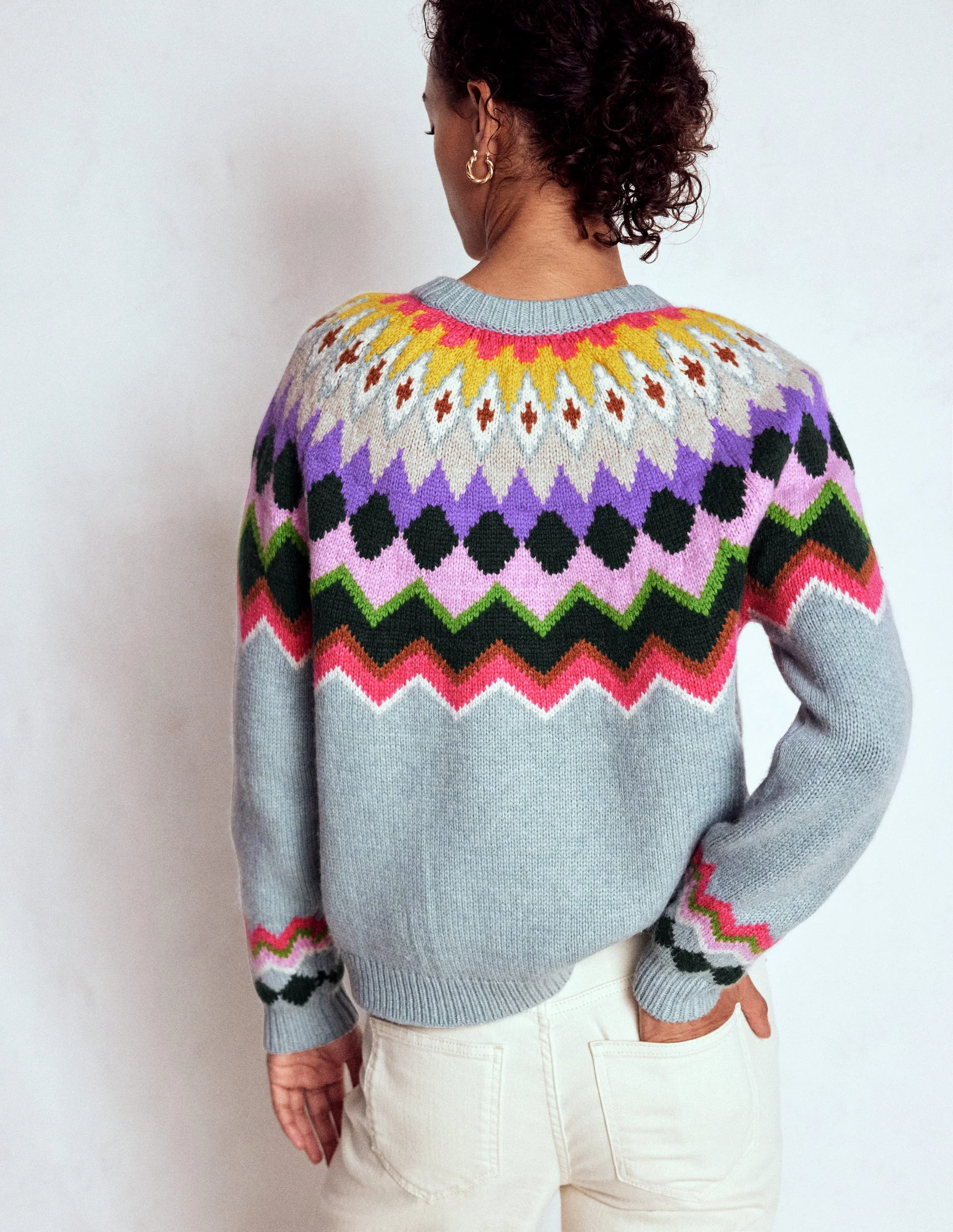 Eleanor Fair-Isle-Pullover-Turmalinblau Meliert - Image 3