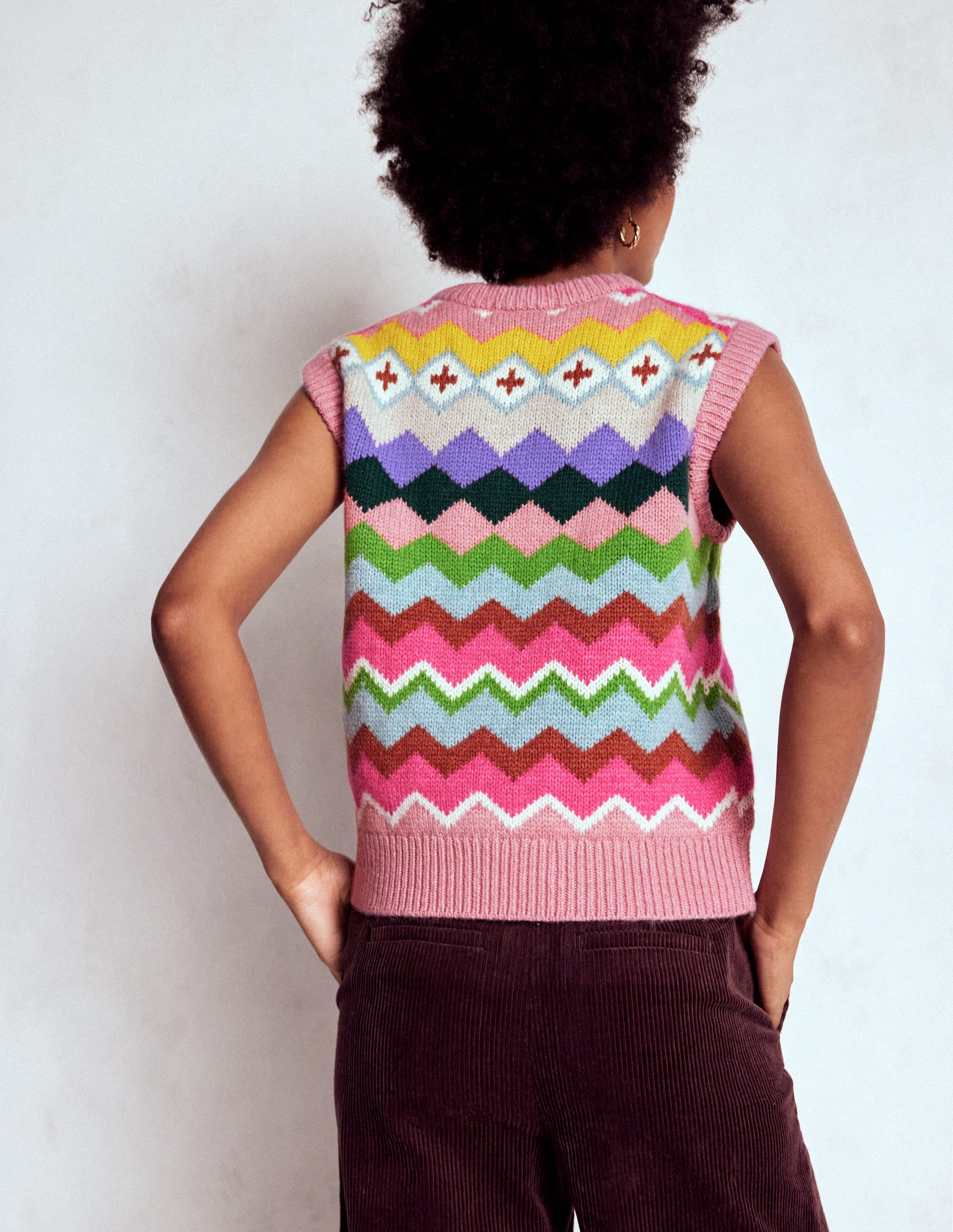 Eleanor Fair-Isle-Pullunder-Rosa Klassisches Fair-Isle - Image 3