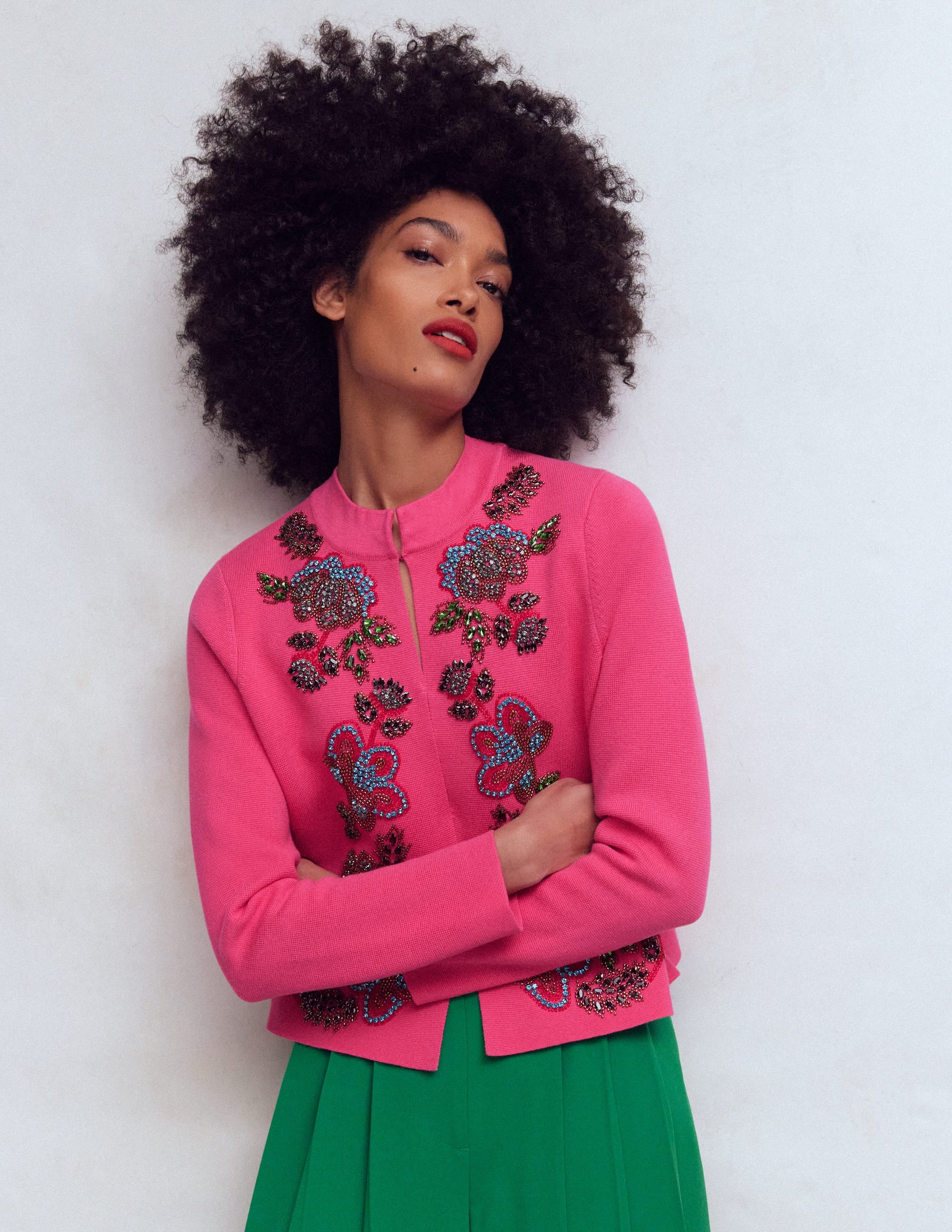 Elena Jacke mit Stehkragen-Rosa, Stickerei - Image 2