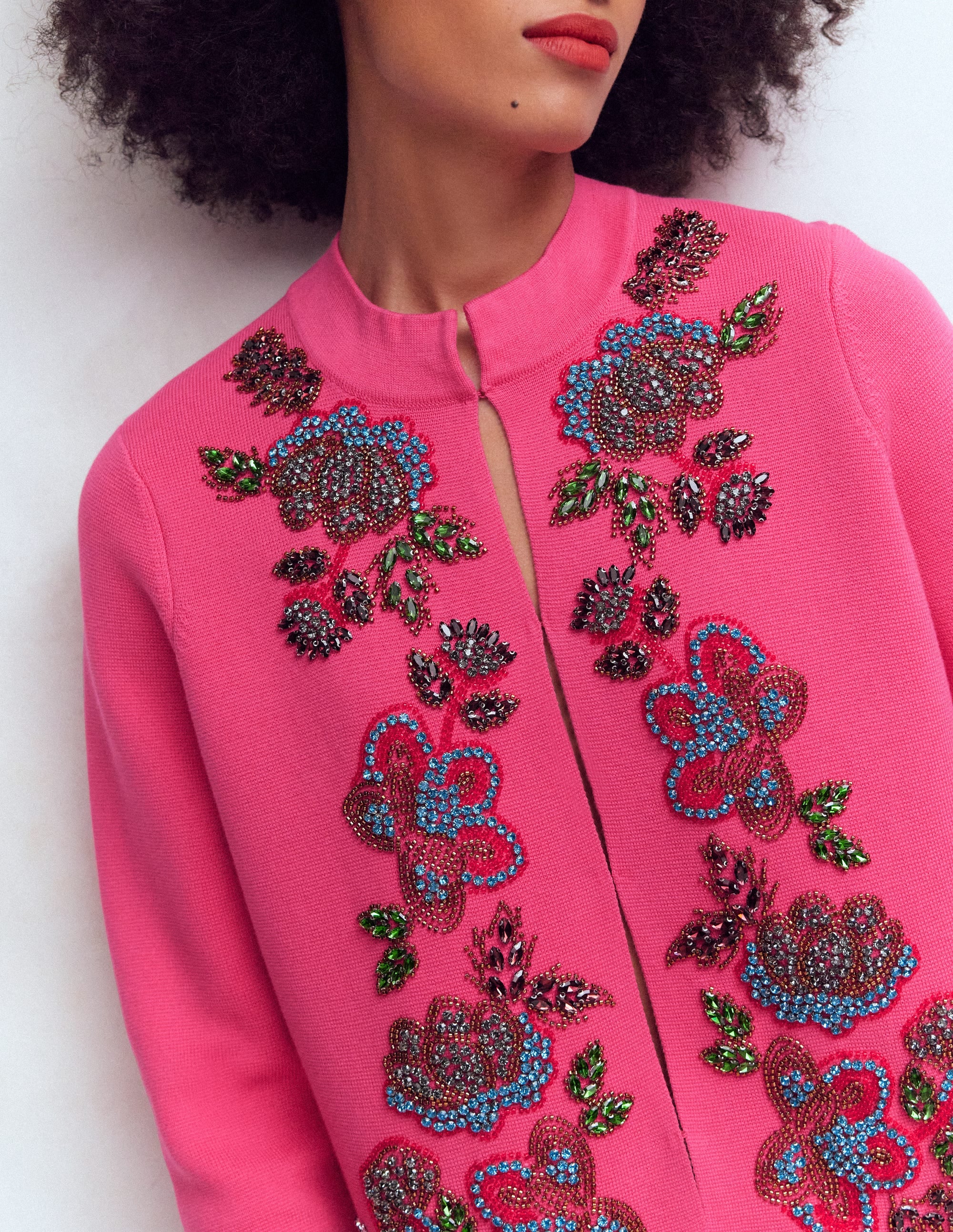 Elena Jacke mit Stehkragen-Rosa, Stickerei - Image 3