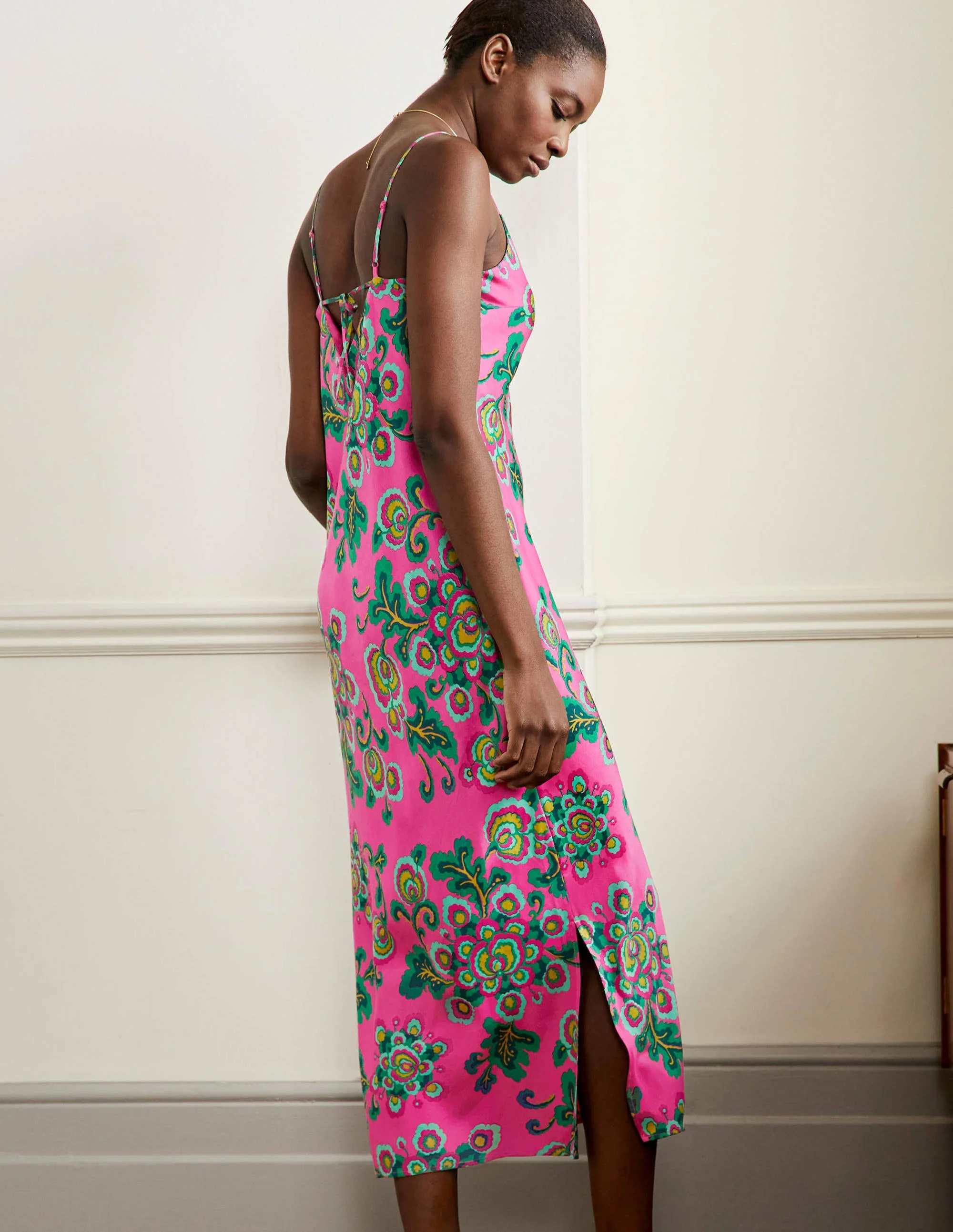 Elena Midikleid zum Hineinschlüpfen-Pink, Wildblumen - Image 4