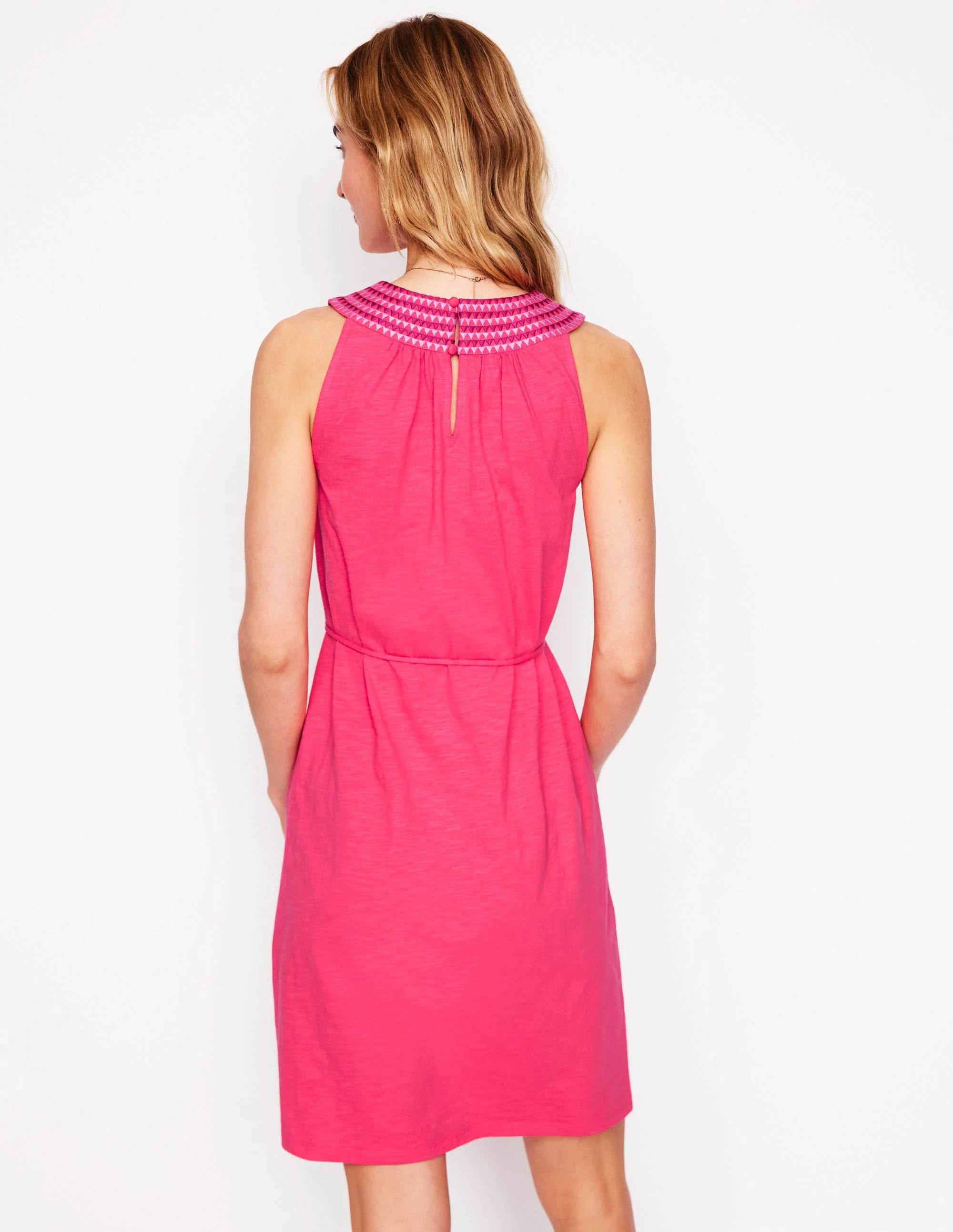 Eleni Kurzes Kleid mit Stickerei-Kamelienrosa - Image 3