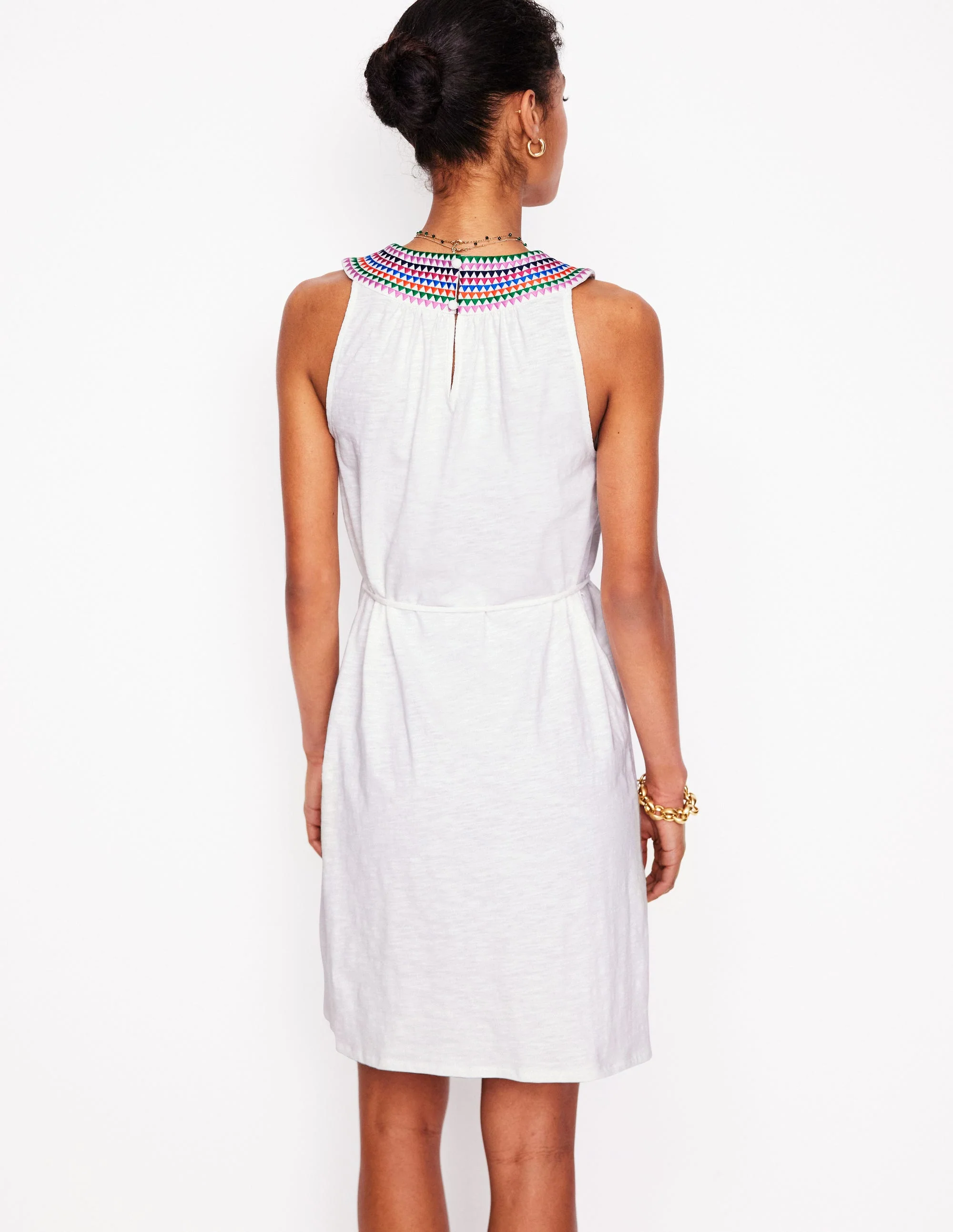 Eleni Kurzes Kleid mit Stickerei-Weiß - Image 3