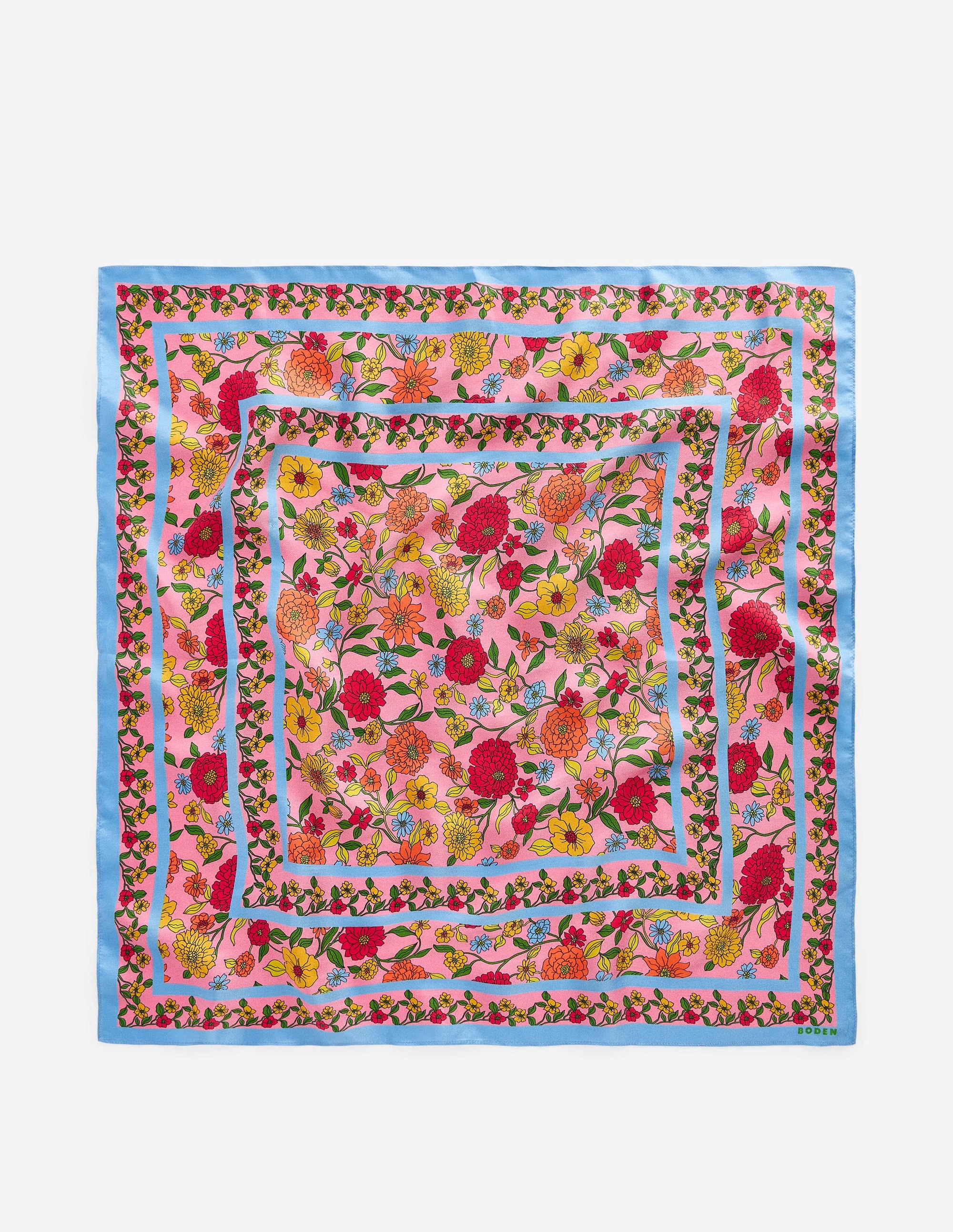Elisabeth Quadratischer Seidenschal-Bunt, Kaskadenartige Dahlien - Image 3