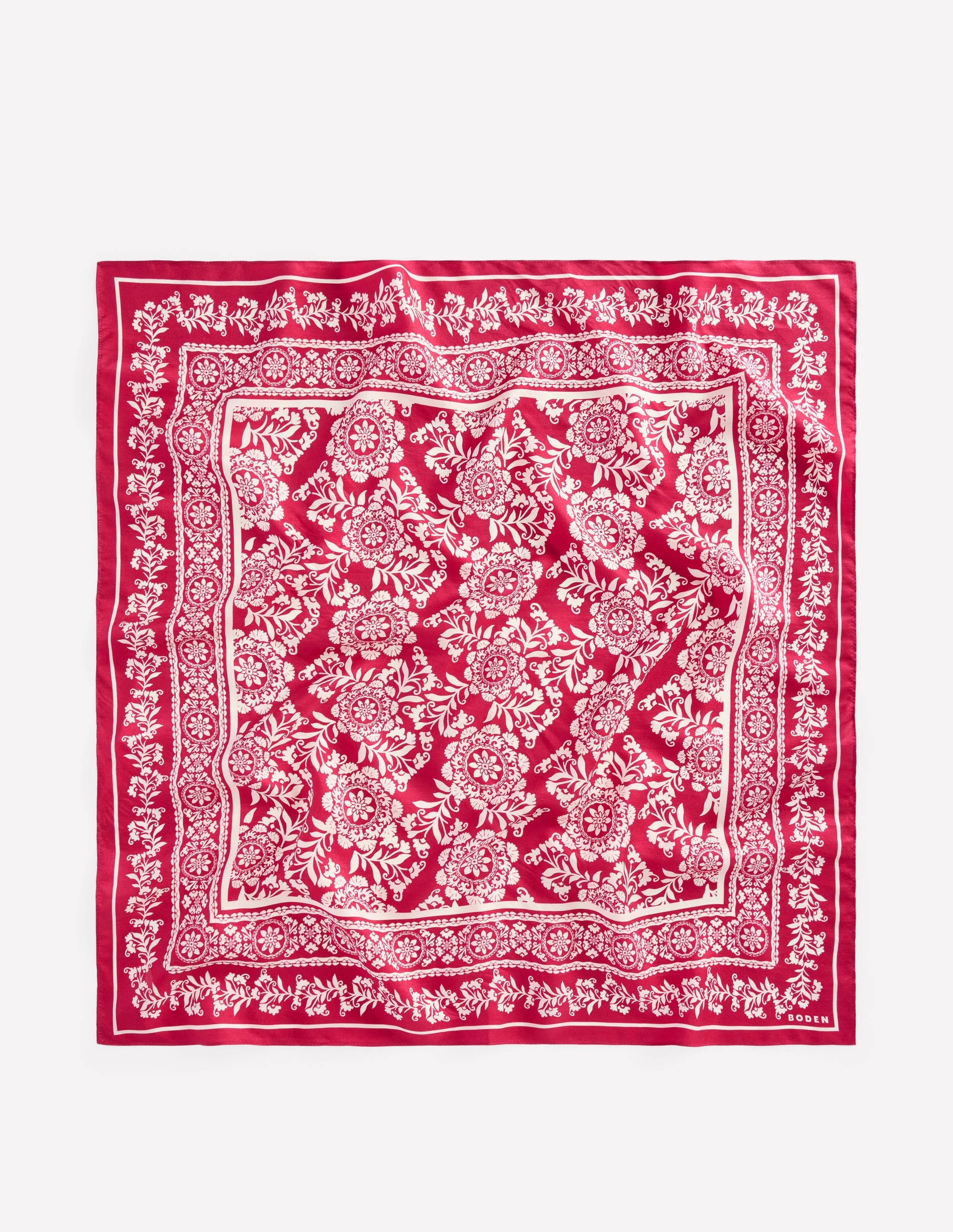 Elisabeth Quadratischer Seidenschal-Rot Dekorative Blüten - Image 5