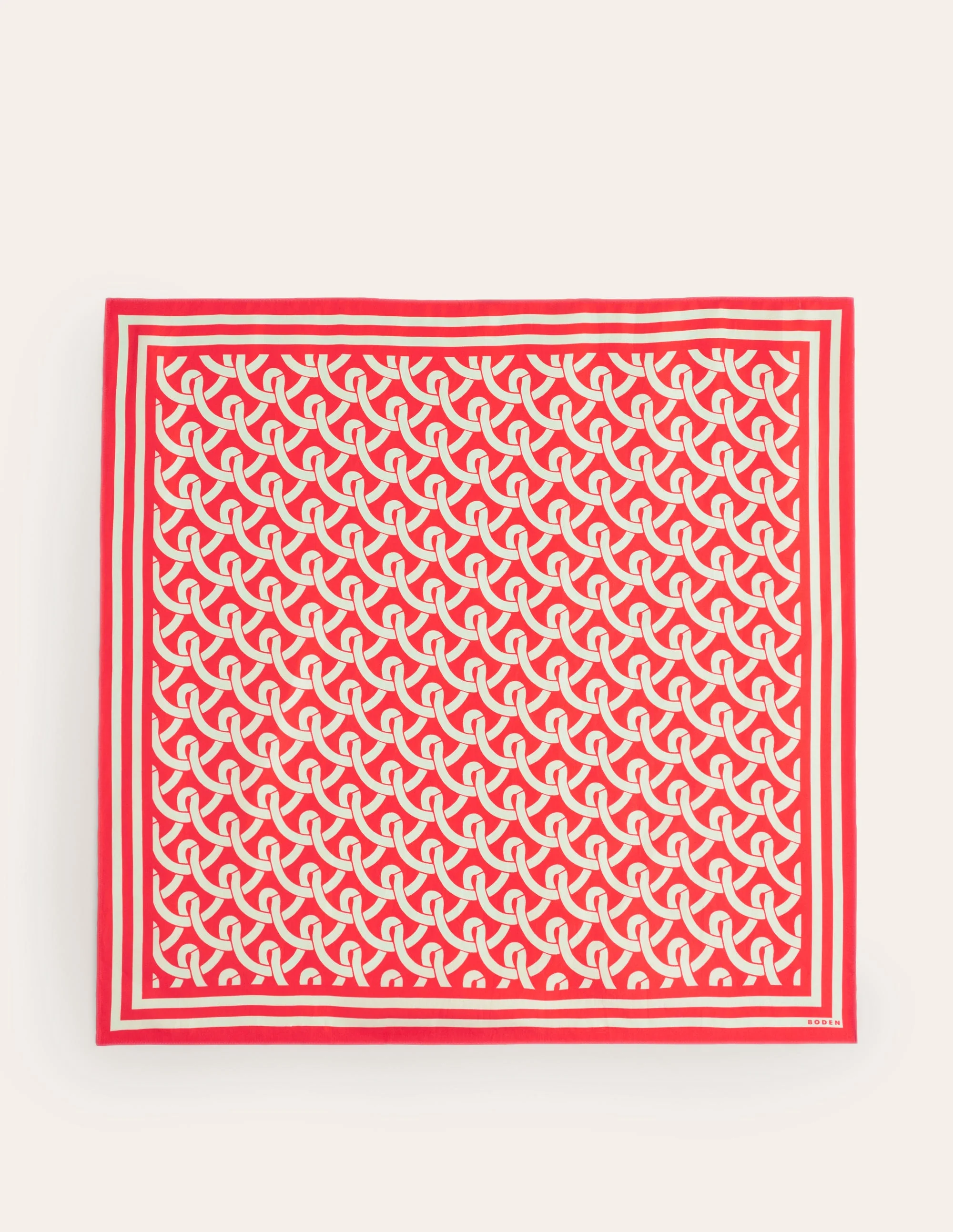 Elisabeth Quadratischer Seidenschal-Rot Geo - Image 4