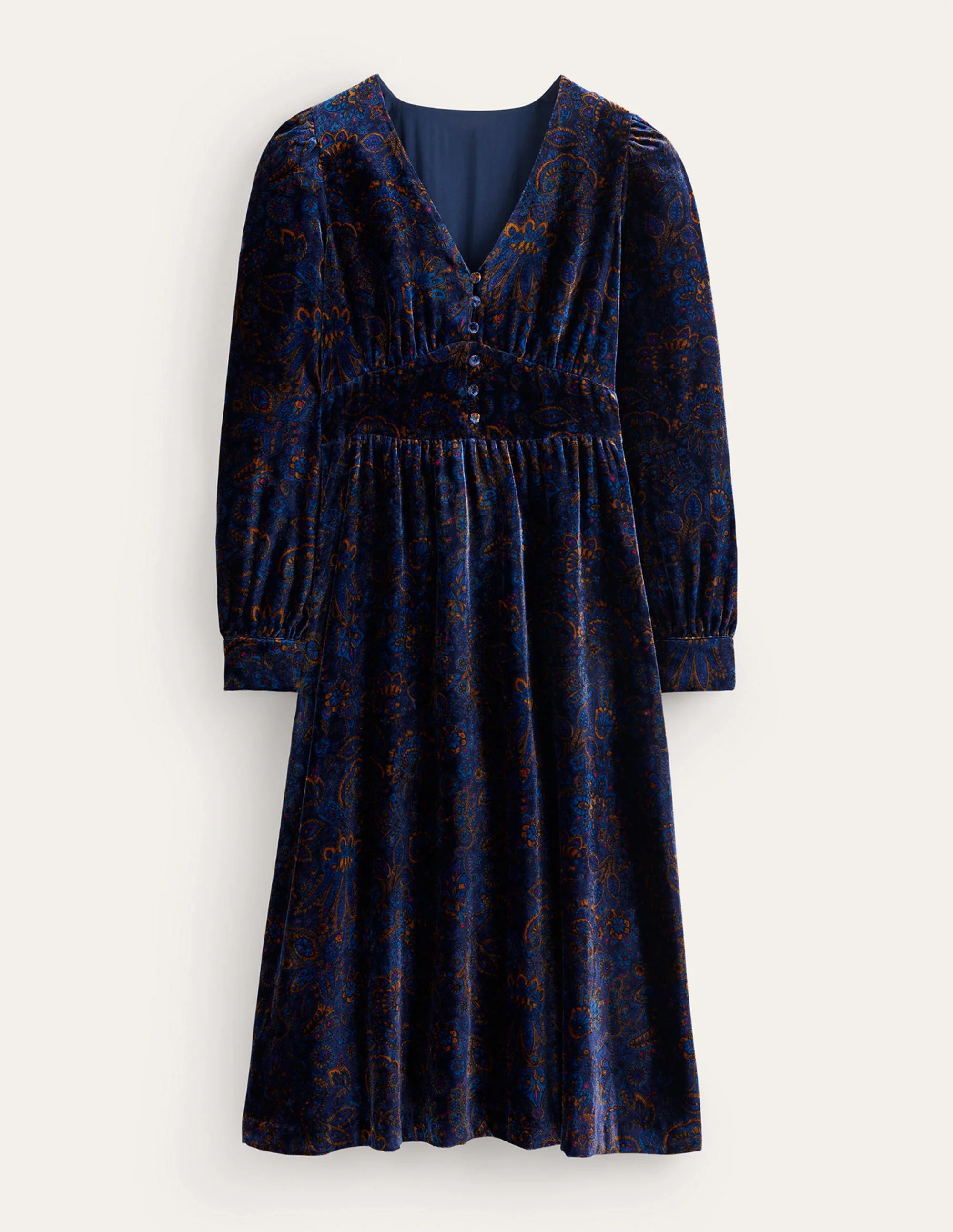 Elise Edelstein-Midikleid aus Samt-Französisches Marineblau, Azaleenblüte - Image 5