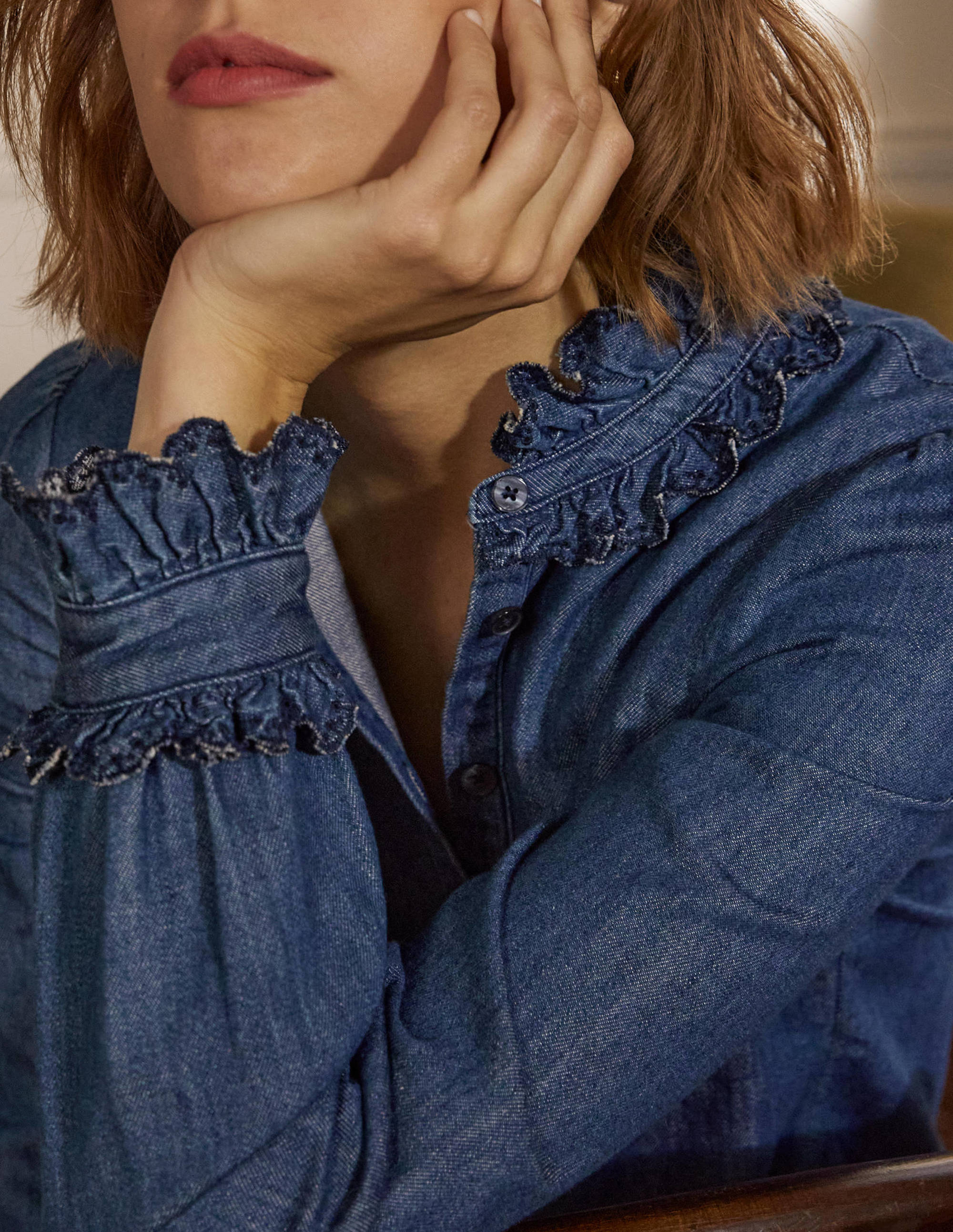 Eliza Hemd mit Lochstickerei-Mittleres Vintageblau, Denim - Image 5