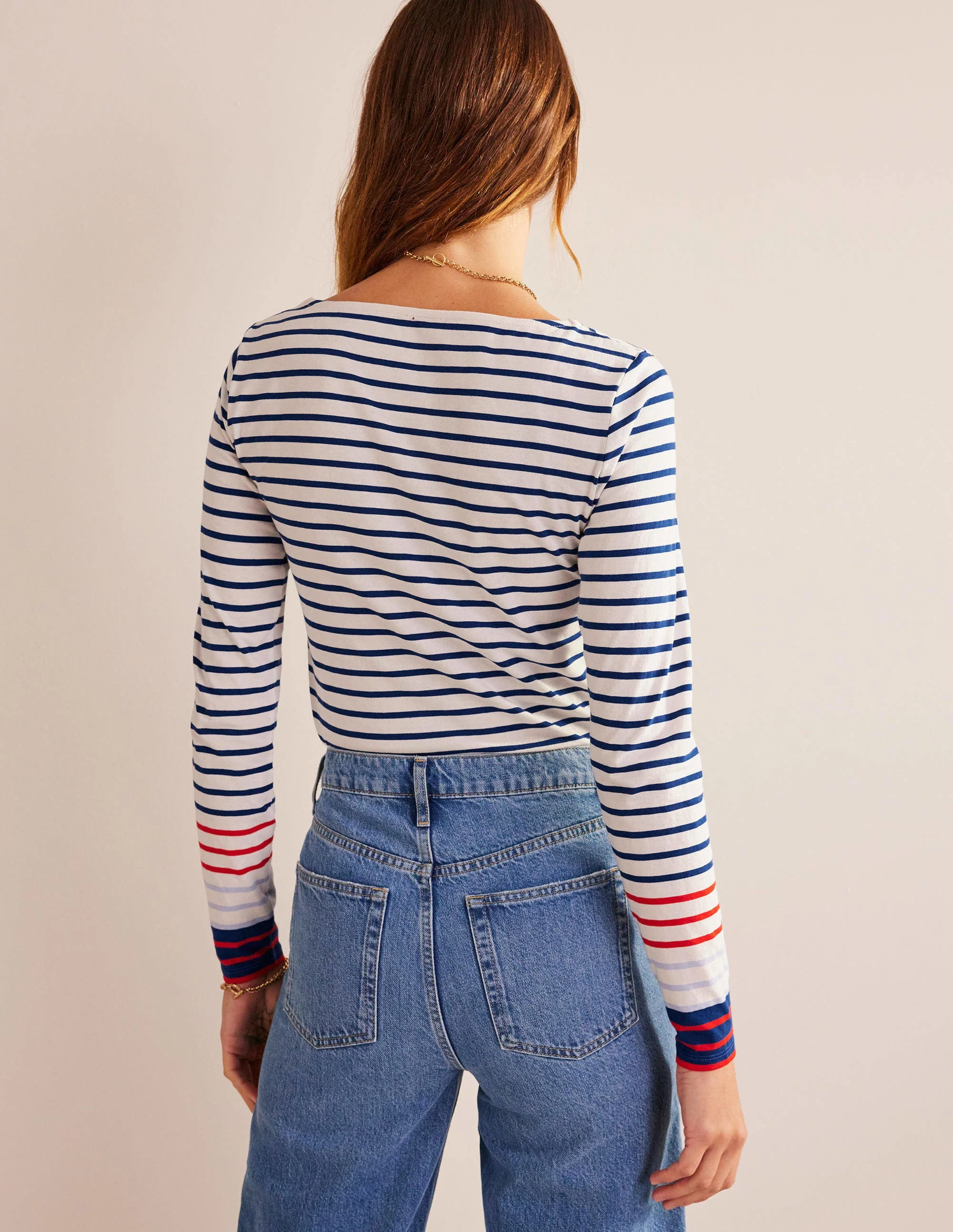 Ella Breton-Shirt mit langen Ärmeln-Blau und Rot Bunt Gestreift - Image 3