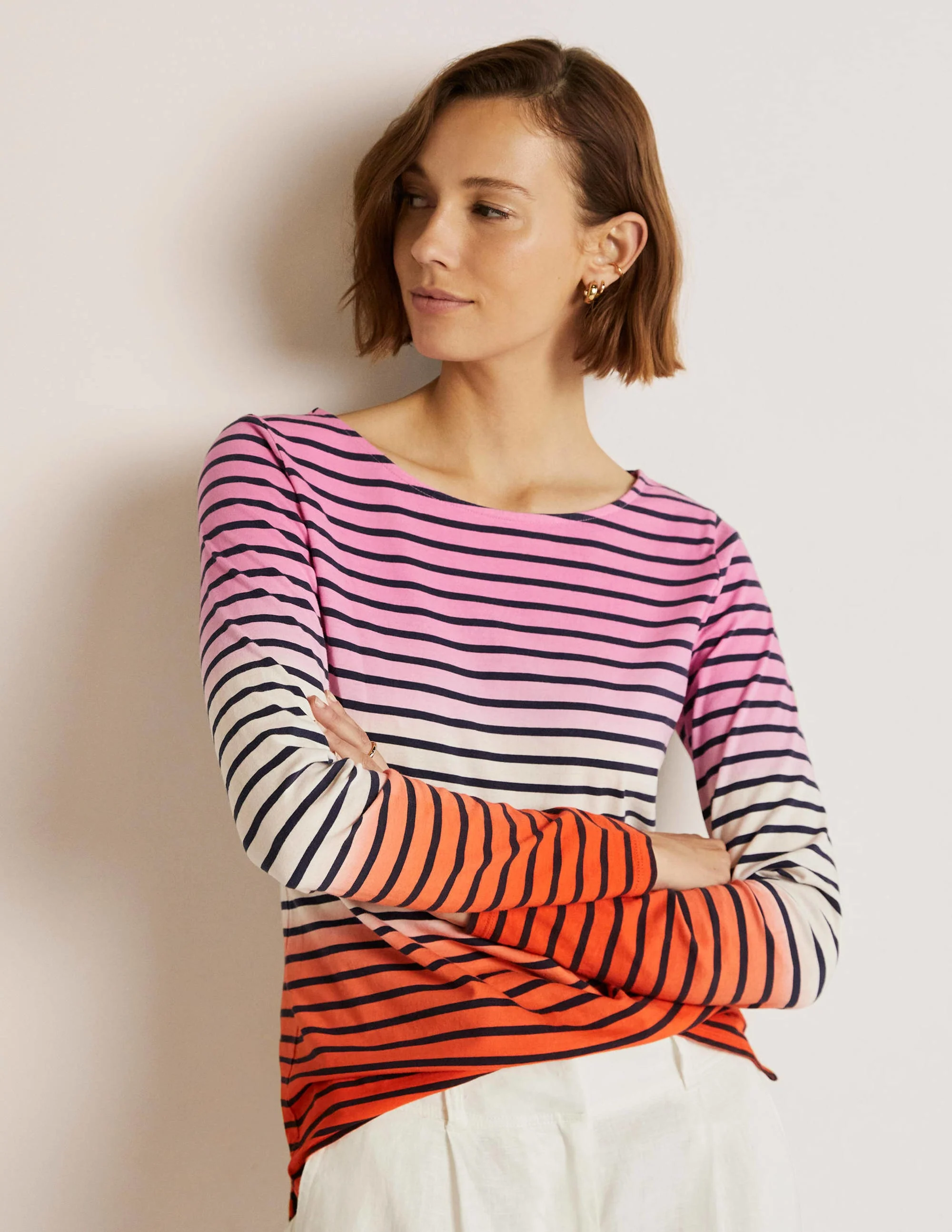 Ella Breton-Shirt mit langen Ärmeln-Bonbonrosa/Feuerwerkskörperrot, Schimmernd - Image 5