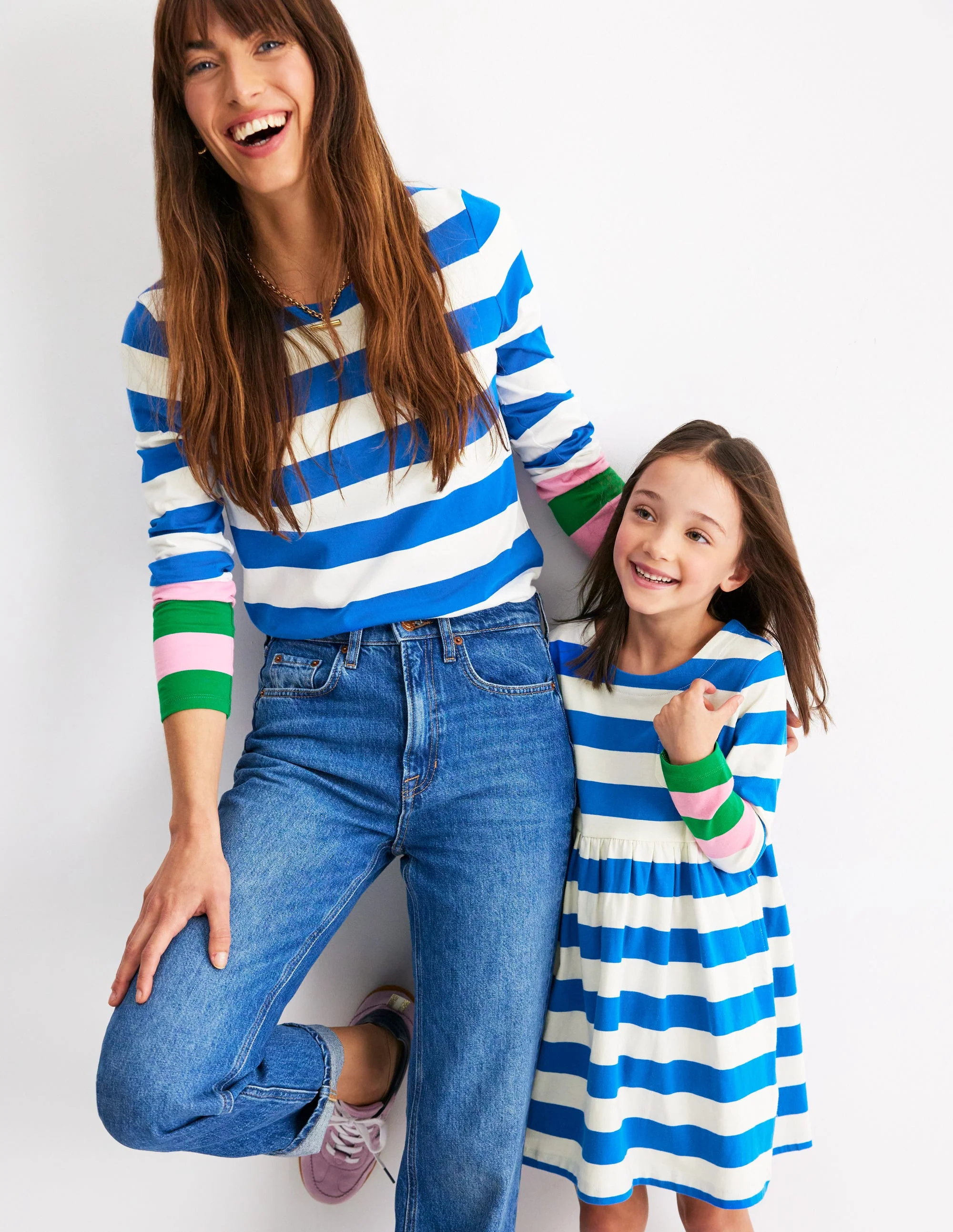 Ella Breton-Shirt mit langen Ärmeln-Galerieblau, Smaragdgrüne Bündchen - Image 6