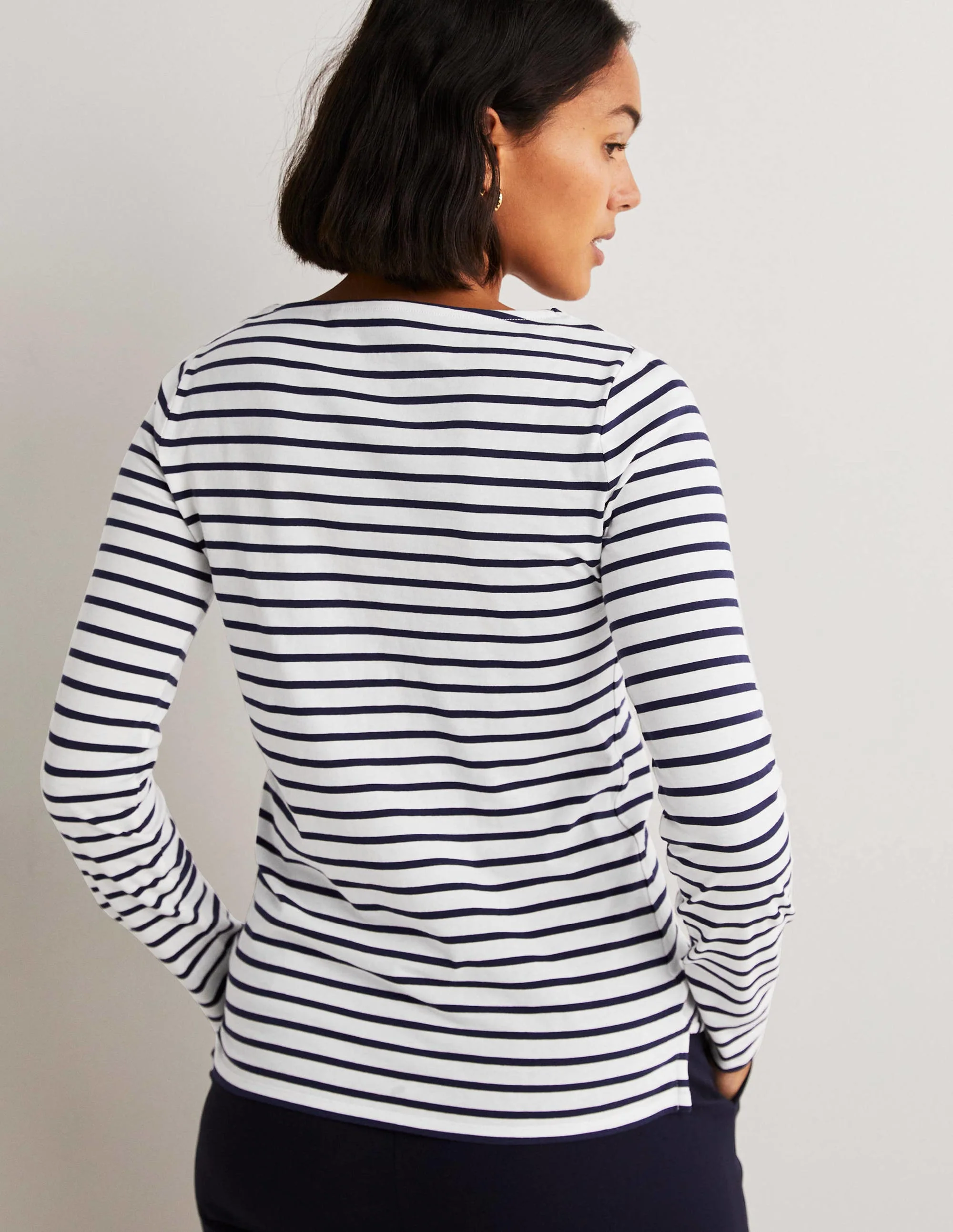 Ella Breton-Shirt mit langen Ärmeln-Grün/Rosa, Placement-Streifen - Image 3