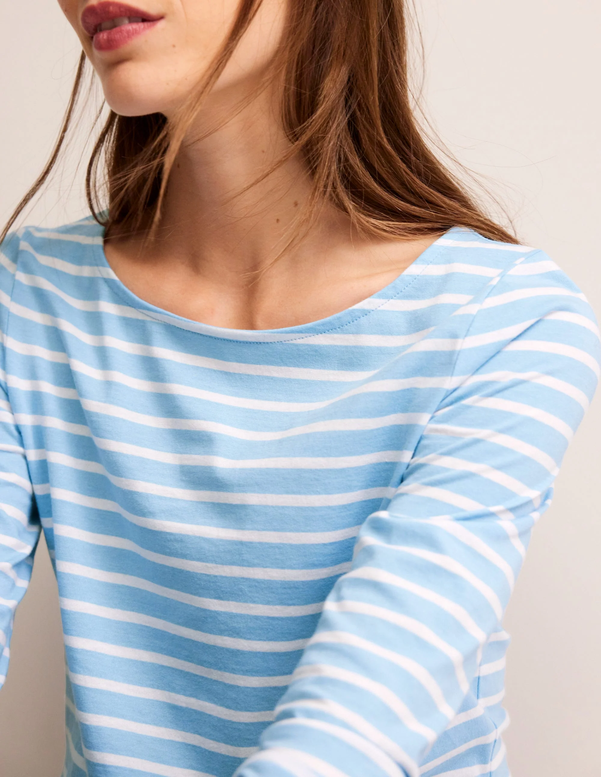 Ella Breton-Shirt mit langen Ärmeln-Helles Blau, Naturweiß Streifen - Image 2