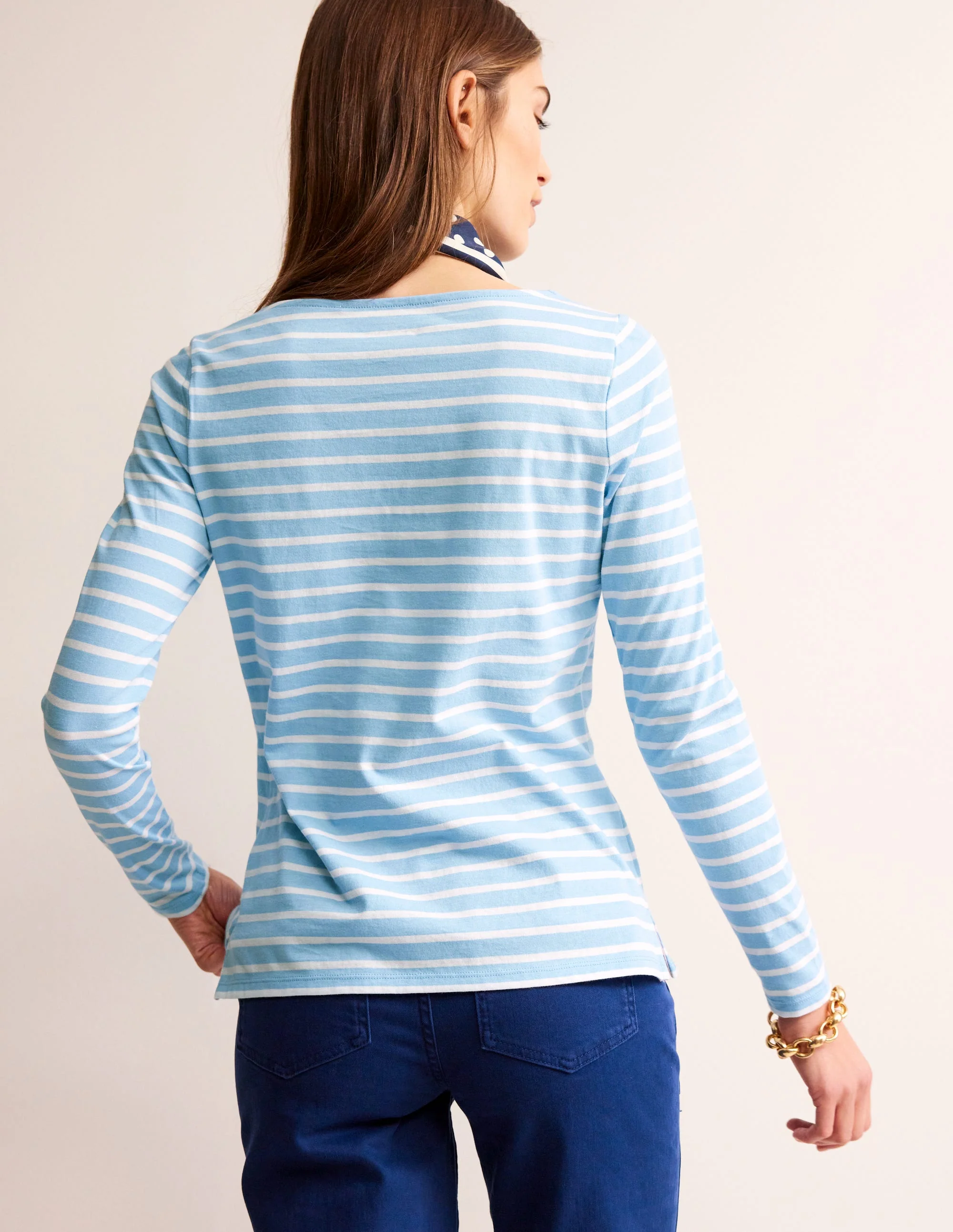 Ella Breton-Shirt mit langen Ärmeln-Helles Blau, Naturweiß Streifen - Image 3