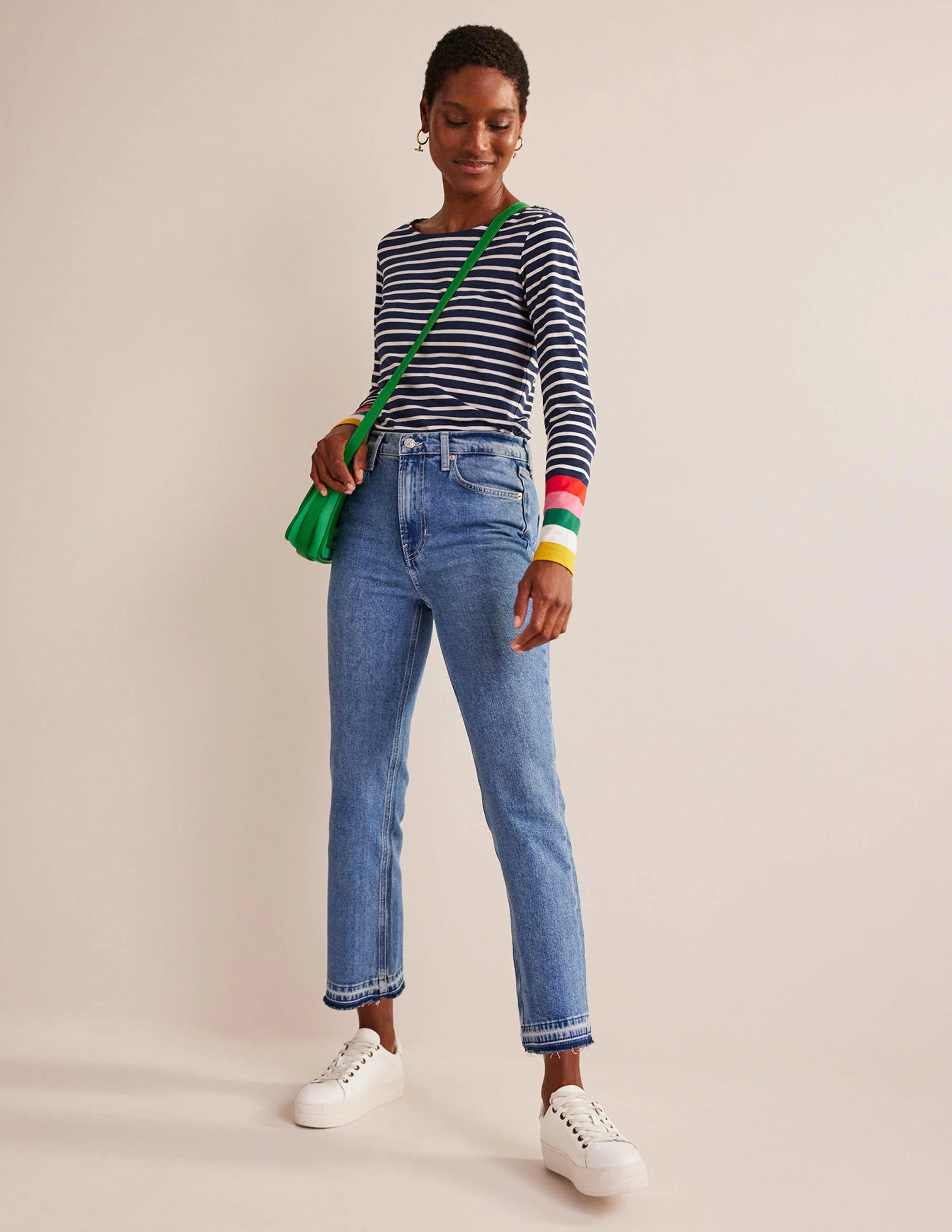 Ella Breton-Shirt mit langen Ärmeln-Marineblau, Bunte Bündchen - Image 4