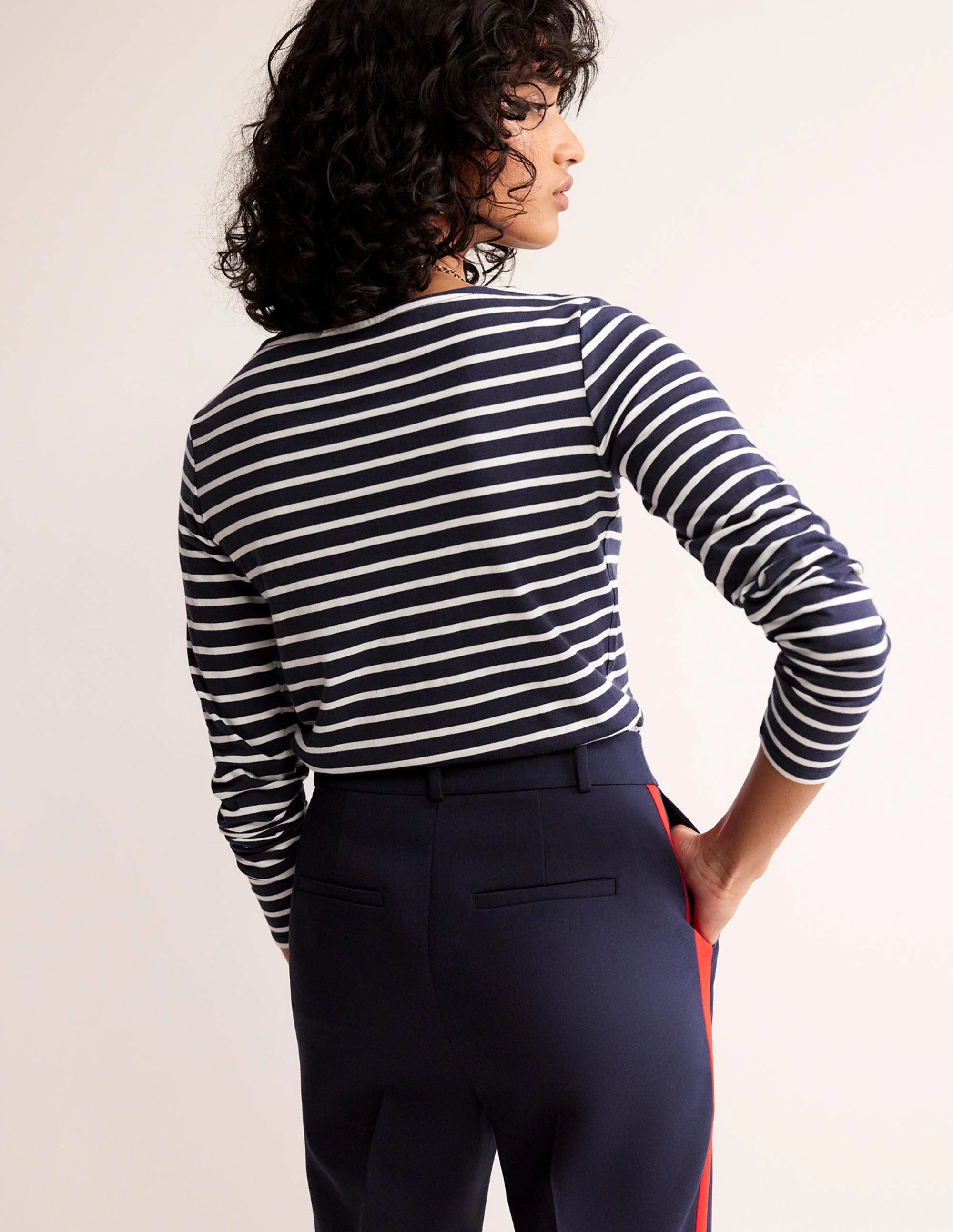 Ella Breton-Shirt mit langen Ärmeln-Marineblau, Naturweiß - Image 3