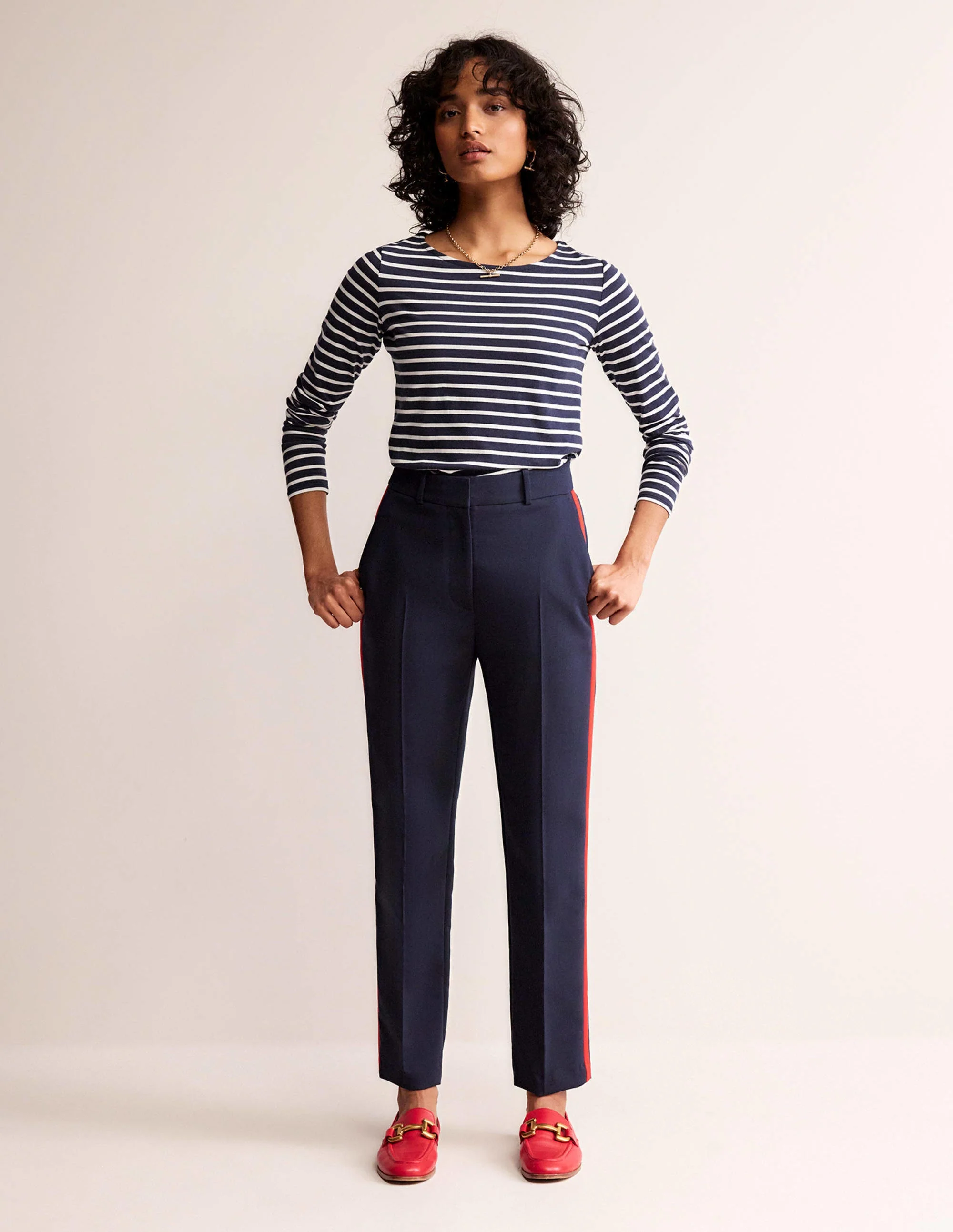 Ella Breton-Shirt mit langen Ärmeln-Marineblau, Naturweiß - Image 5