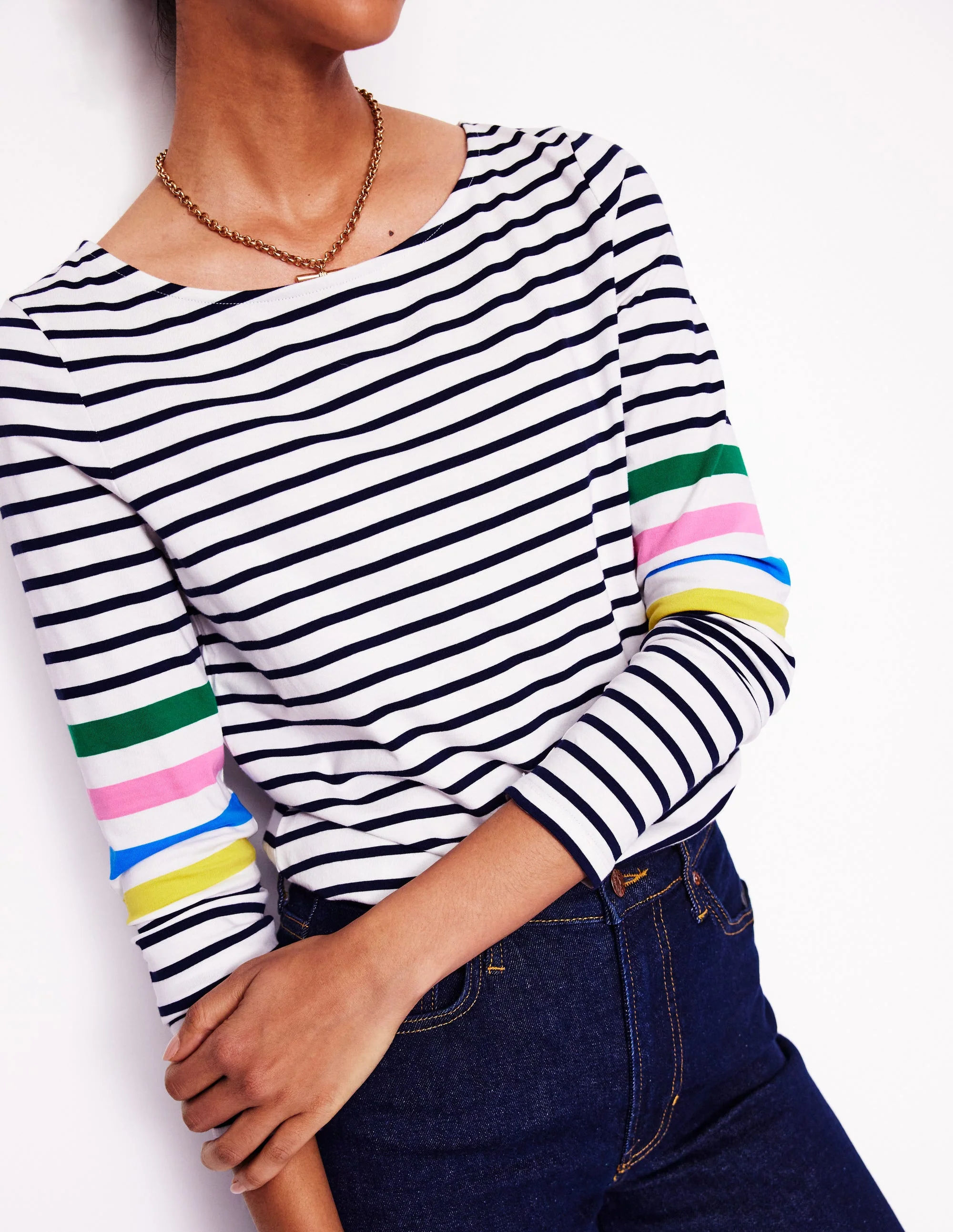 Ella Breton-Shirt mit langen Ärmeln-Naturweiß Bunt Platzierung auf den Ärmeln - Image 2
