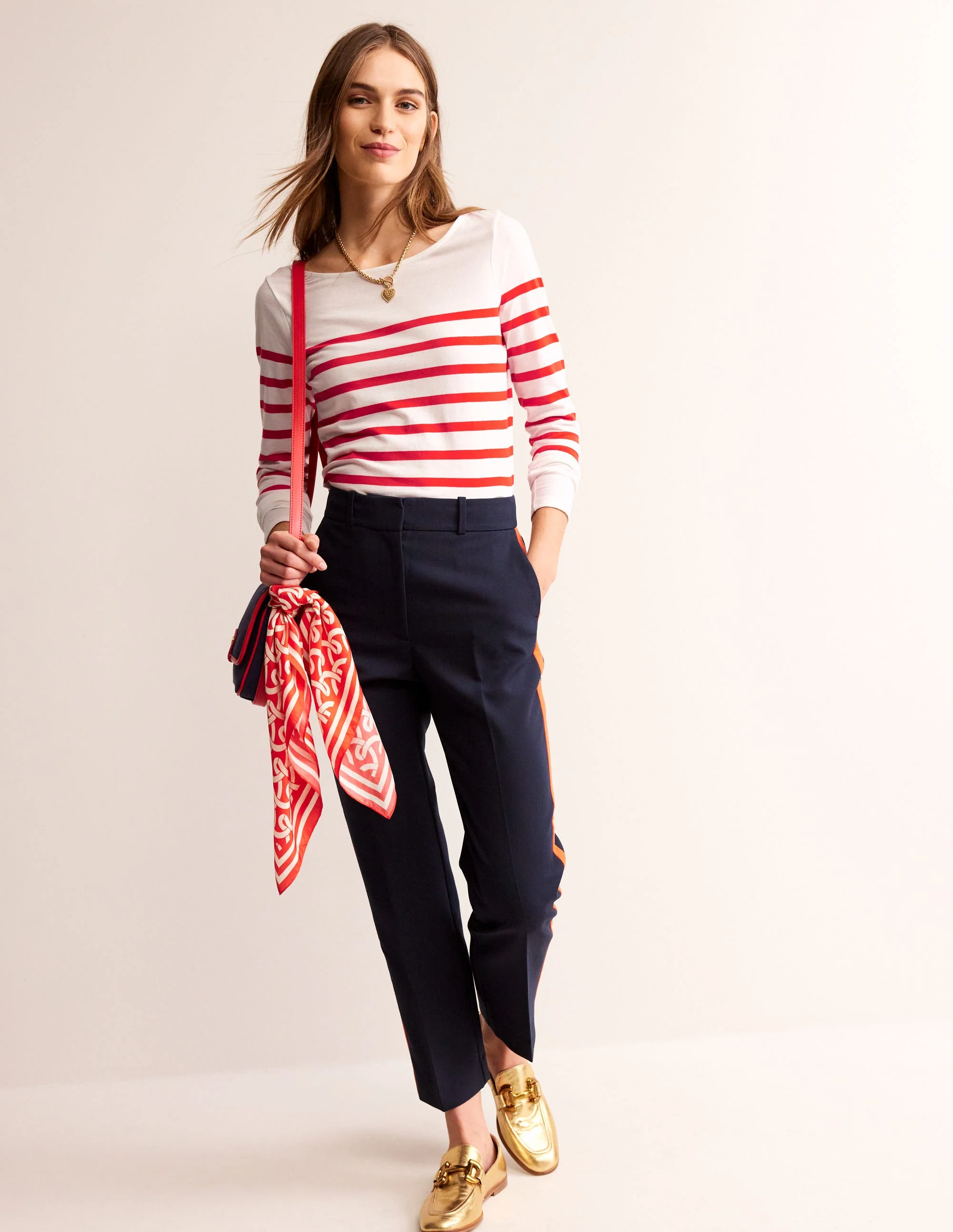 Ella Breton-Shirt mit langen Ärmeln-Naturweiß, Flame Scarlet - Image 2