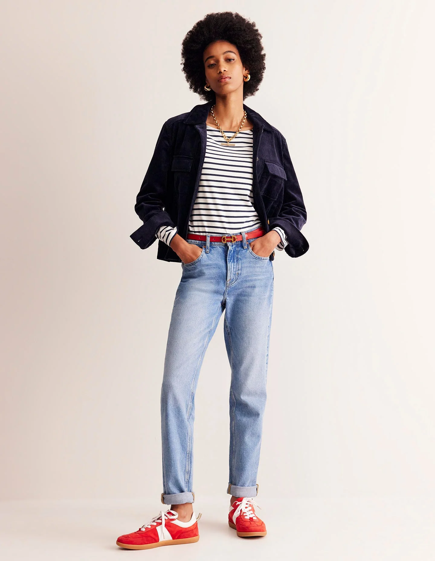 Ella Breton-Shirt mit langen Ärmeln-Naturweiß, Marineblau - Image 4