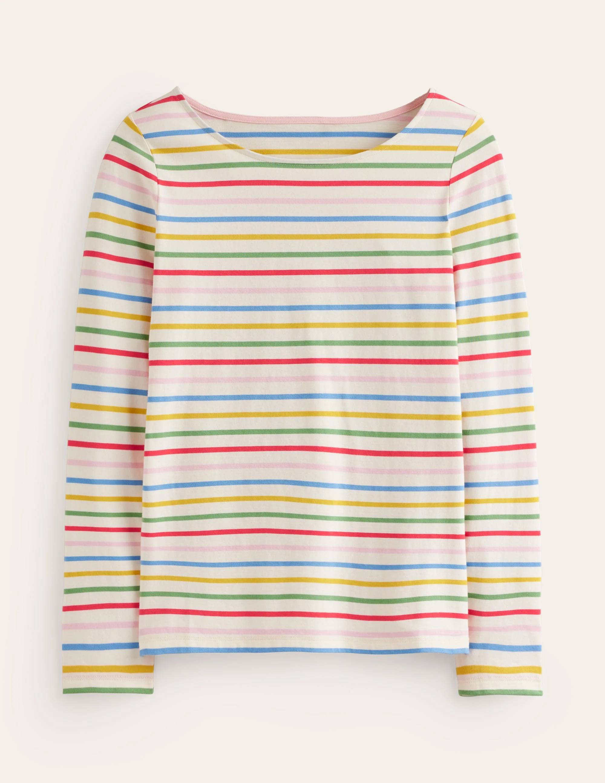 Ella Breton-Shirt mit langen Ärmeln-Naturweiß/Navy, Regenbogenwelle - Image 6