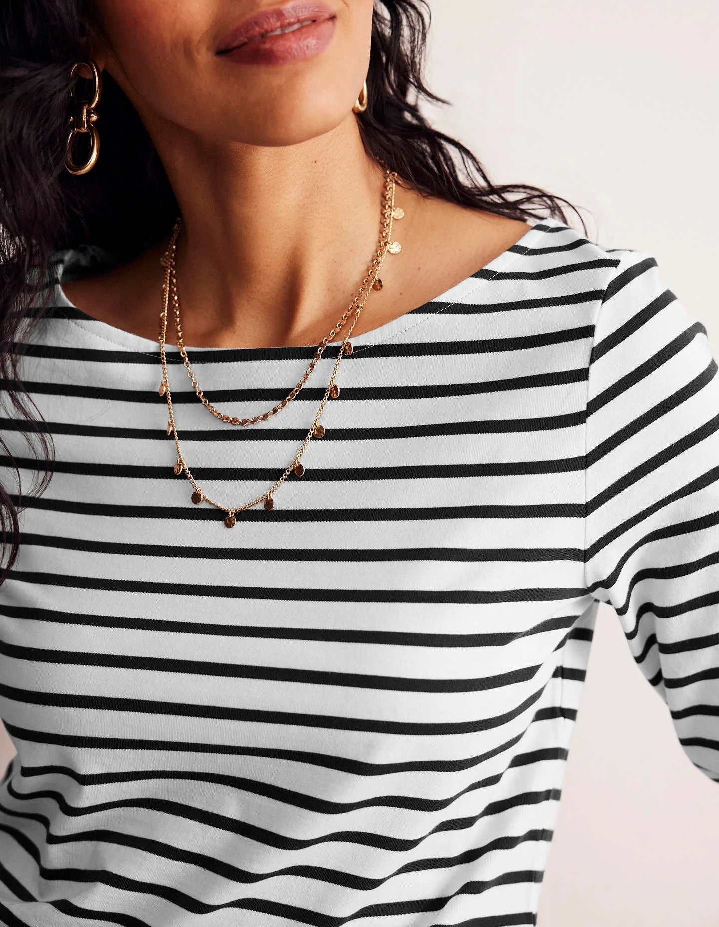 Ella Breton-Shirt mit langen Ärmeln-Naturweiß, Schwarz - Image 2