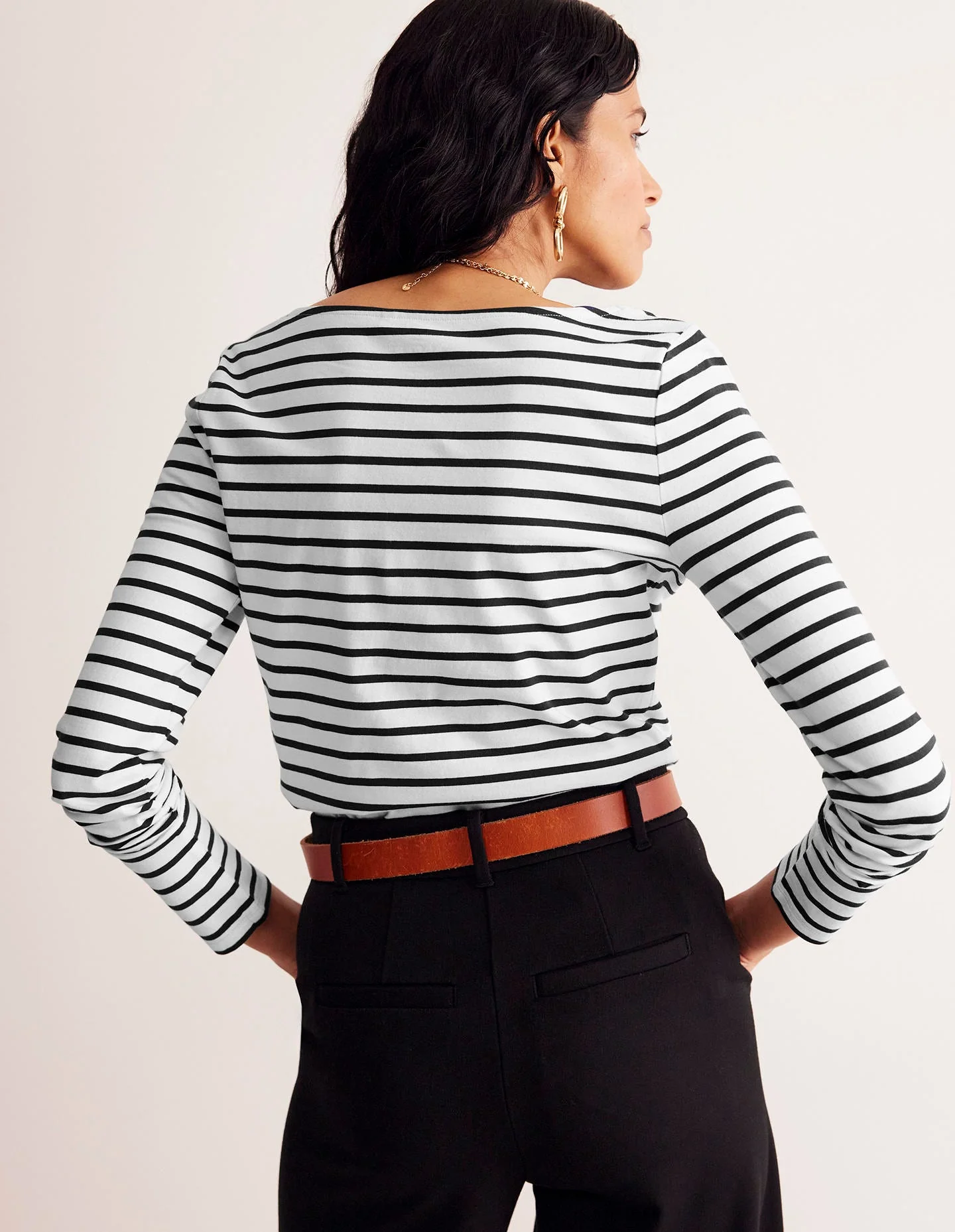 Ella Breton-Shirt mit langen Ärmeln-Naturweiß, Schwarz - Image 3