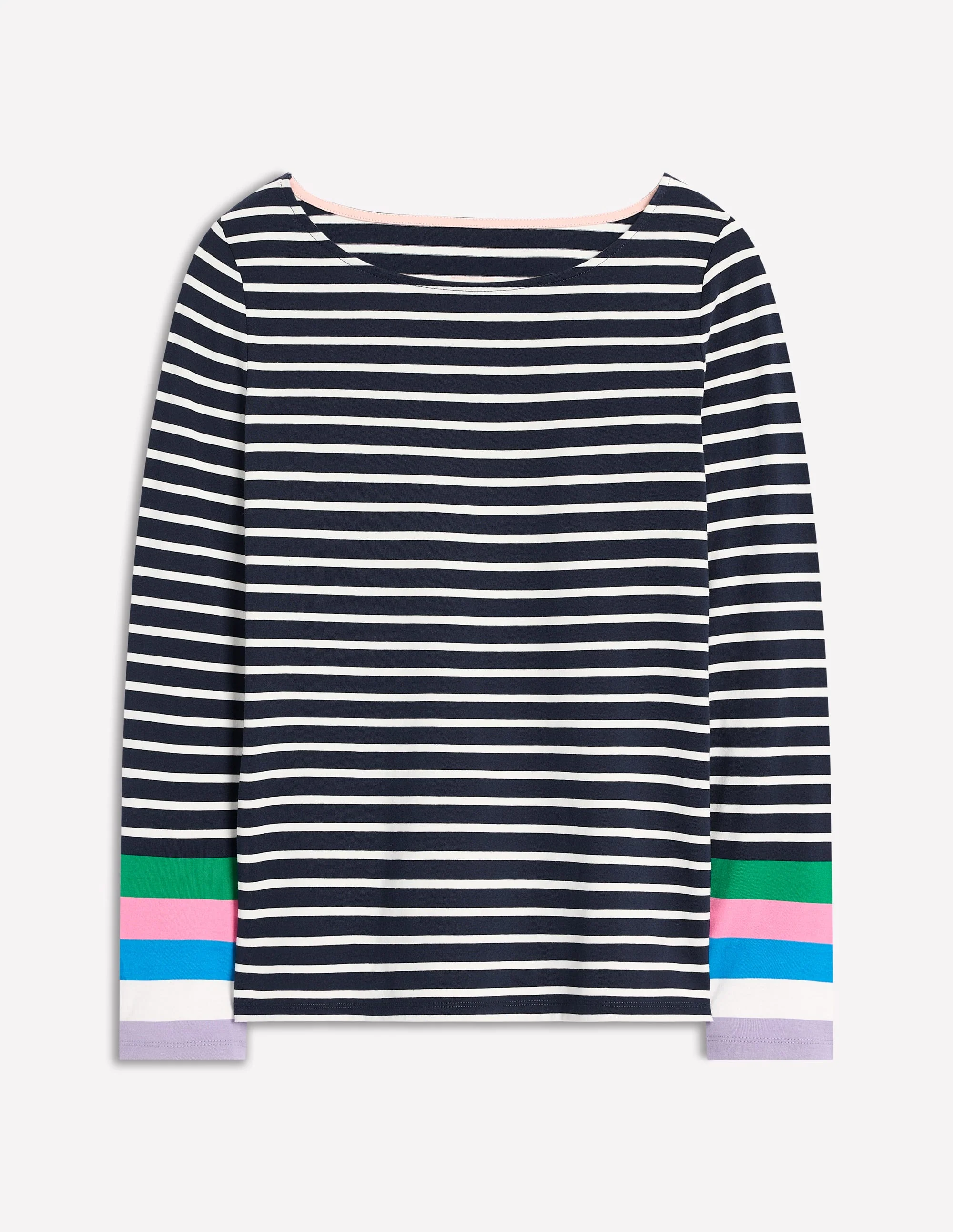 Ella Breton-Shirt mit langen Ärmeln-Navy, Bunte Bündchen - Image 5
