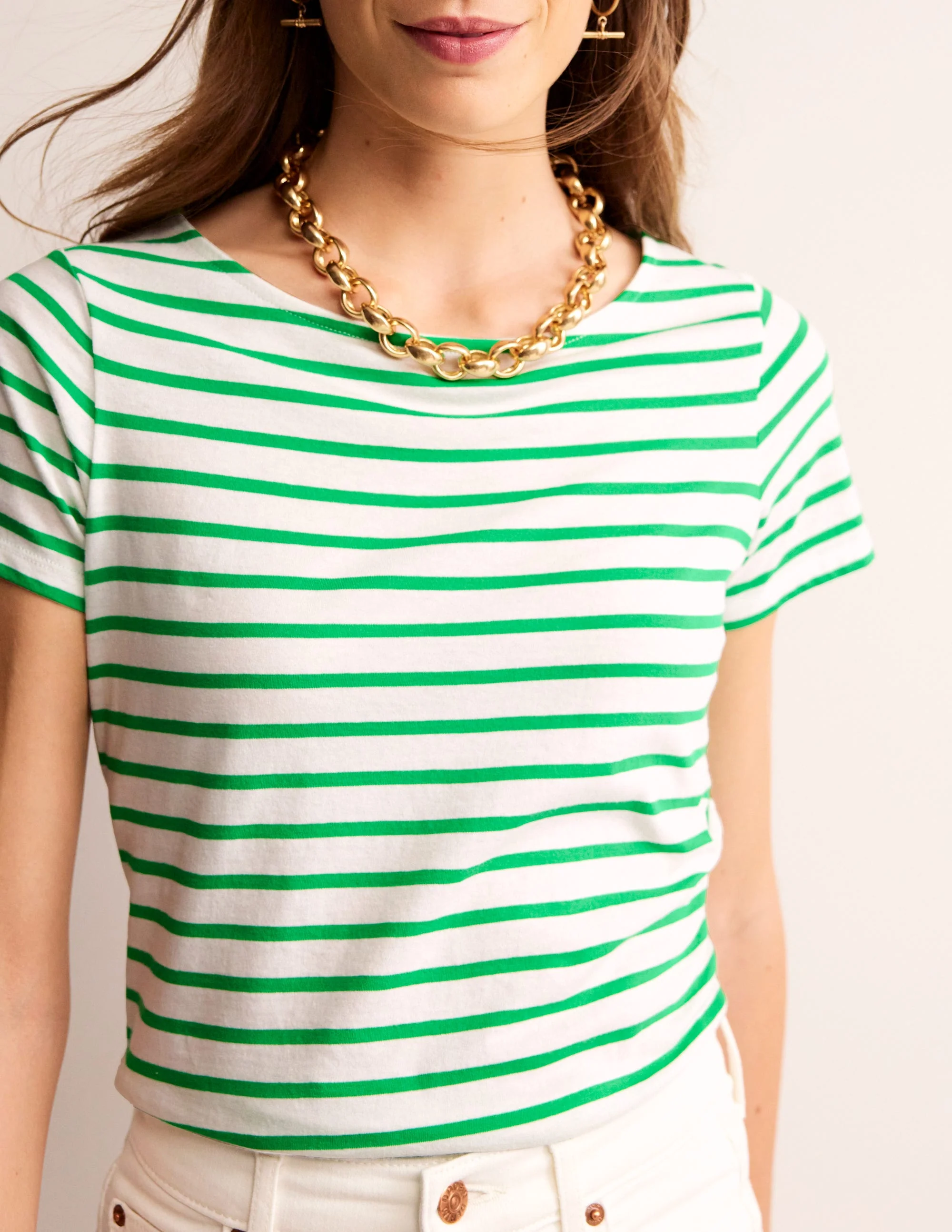 Ella Bretonshirt mit kurzen Ärmeln-Naturweiß, Grün - Image 2