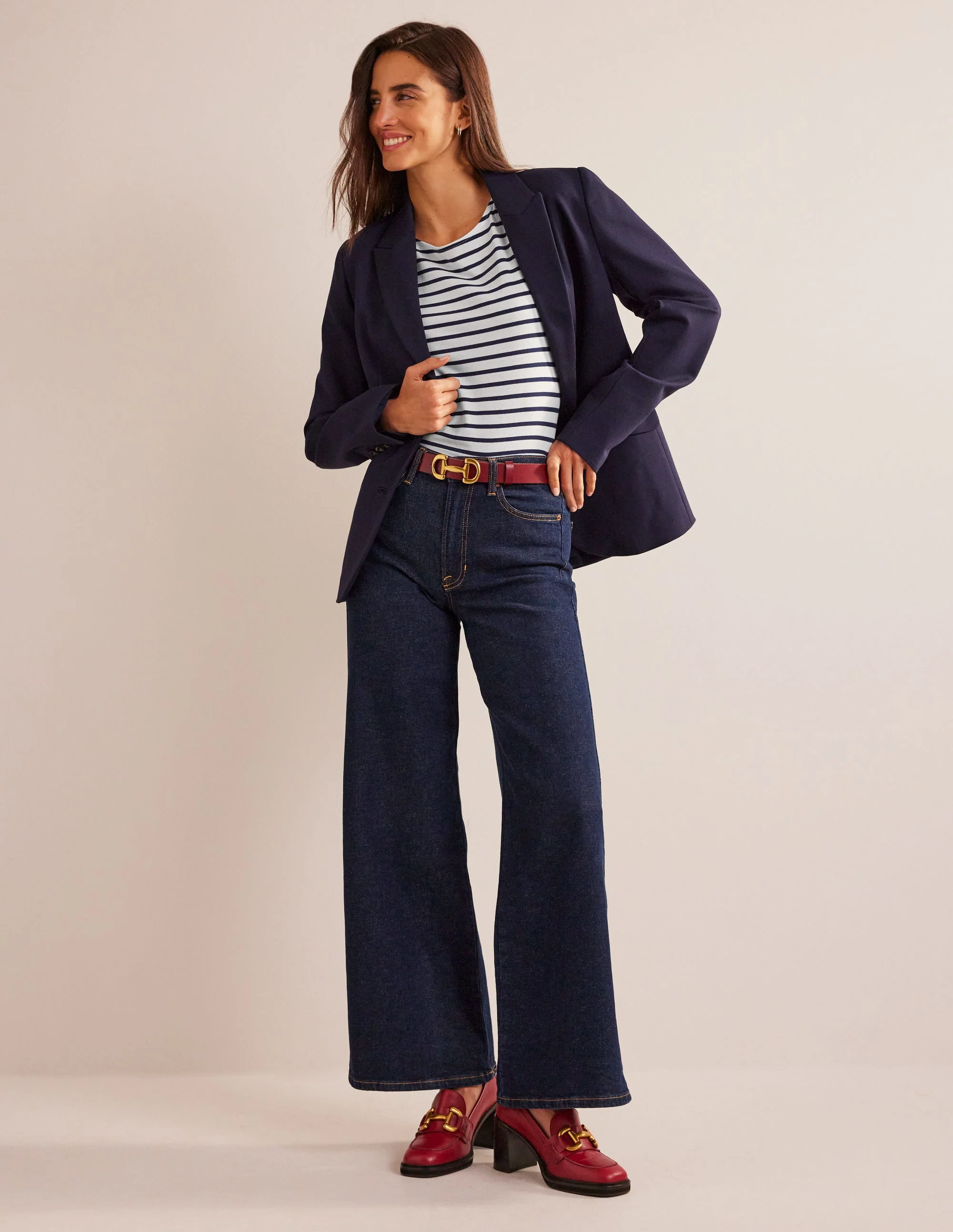 Ella Bretonshirt mit kurzen Ärmeln-Naturweiß, Marineblau - Image 4