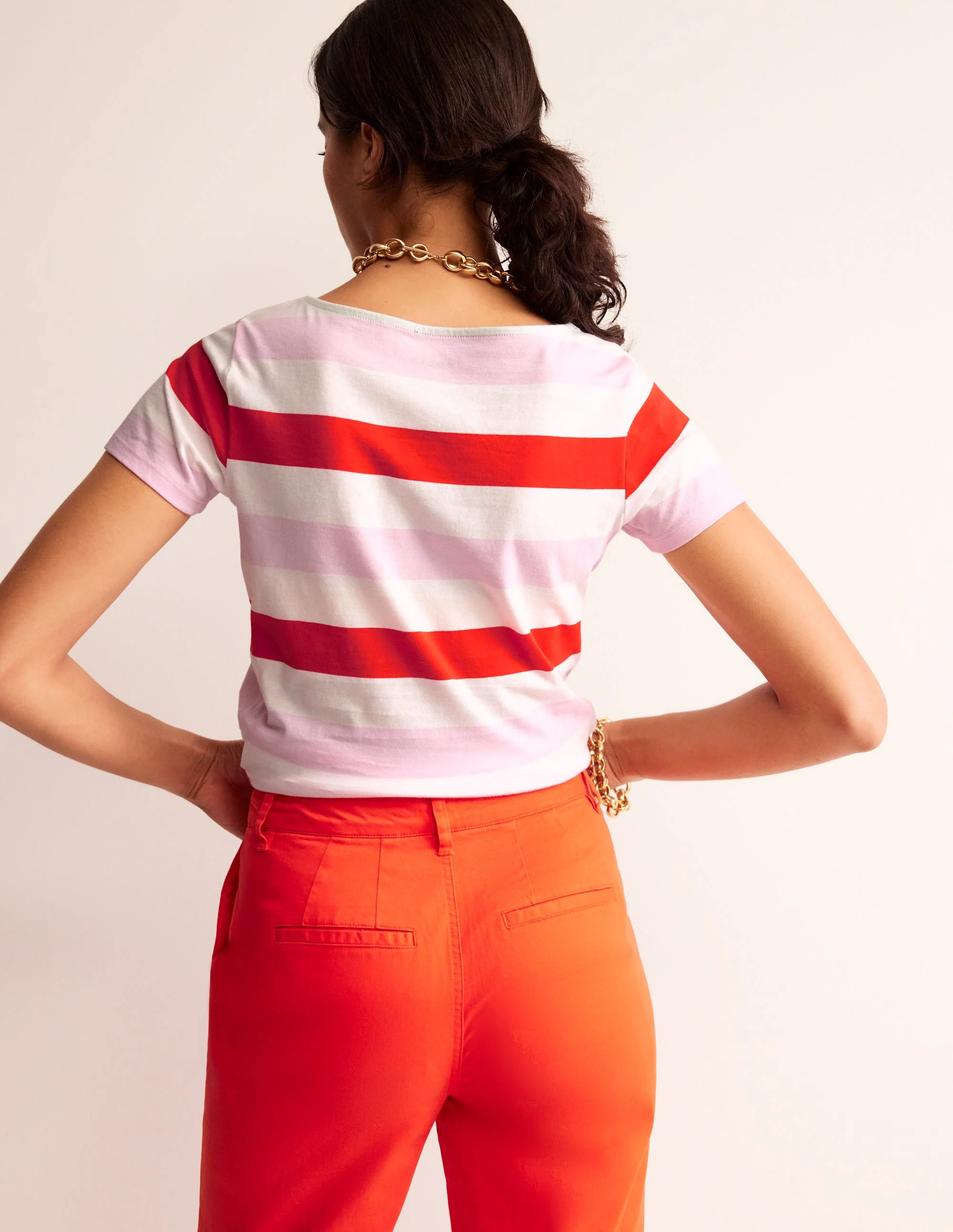 Ella Bretonshirt mit kurzen Ärmeln-Rosa, Rot - Image 3