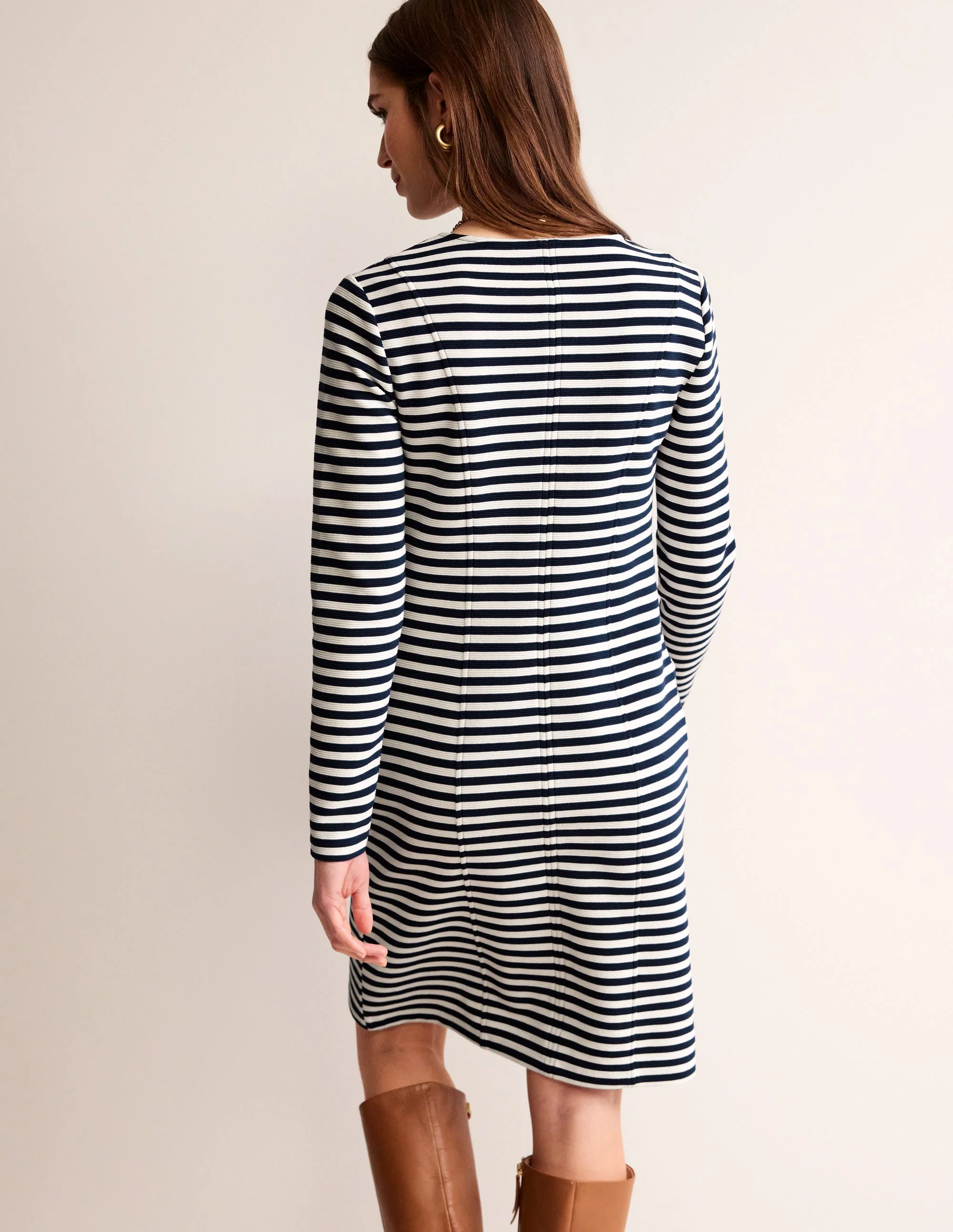 Ellen Ottoman-Kleid-Französisches Marineblau/Naturweiß Gestreift - Image 3