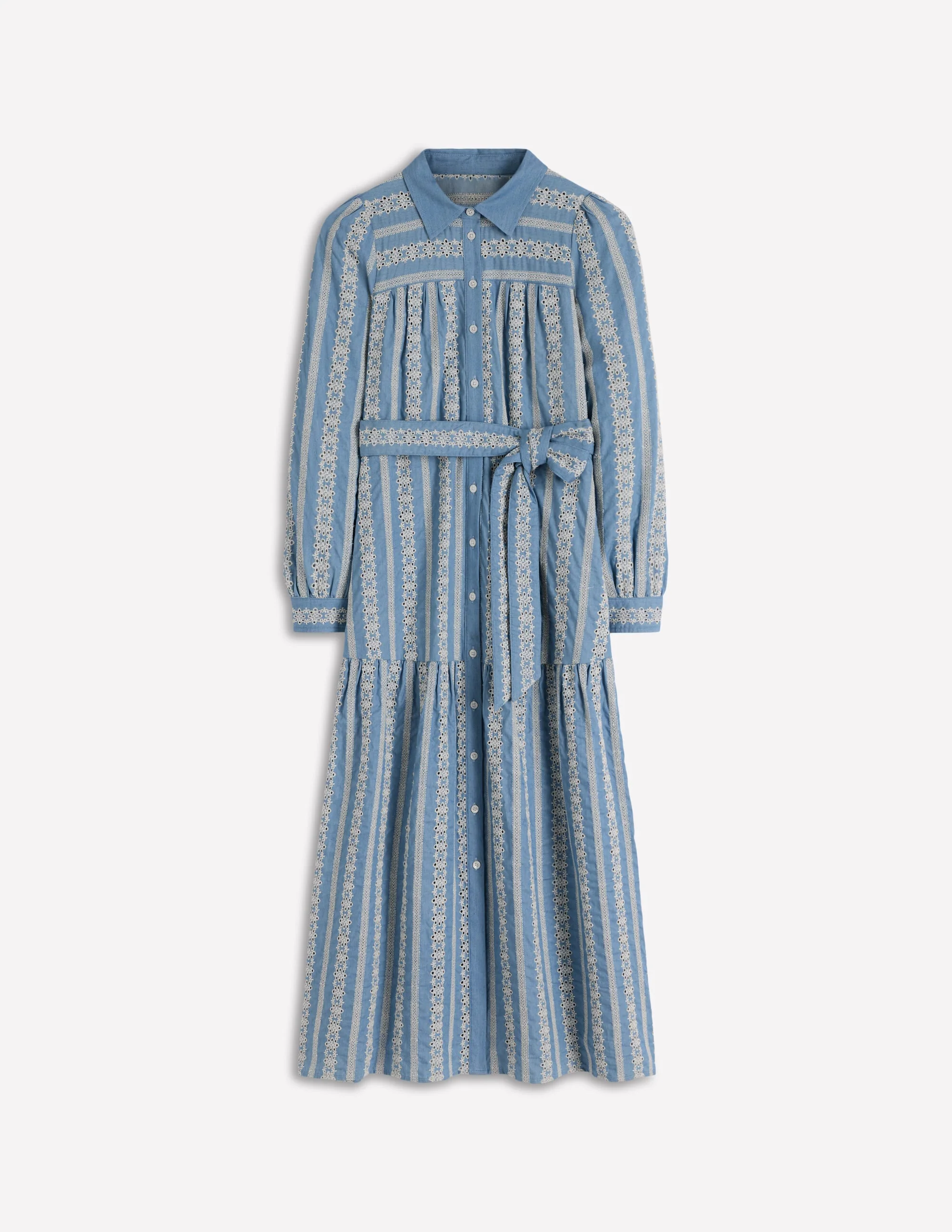 Ellie Maxi-Hemdblusenkleid aus Baumwolle-Lochstickerei Denim - Image 6