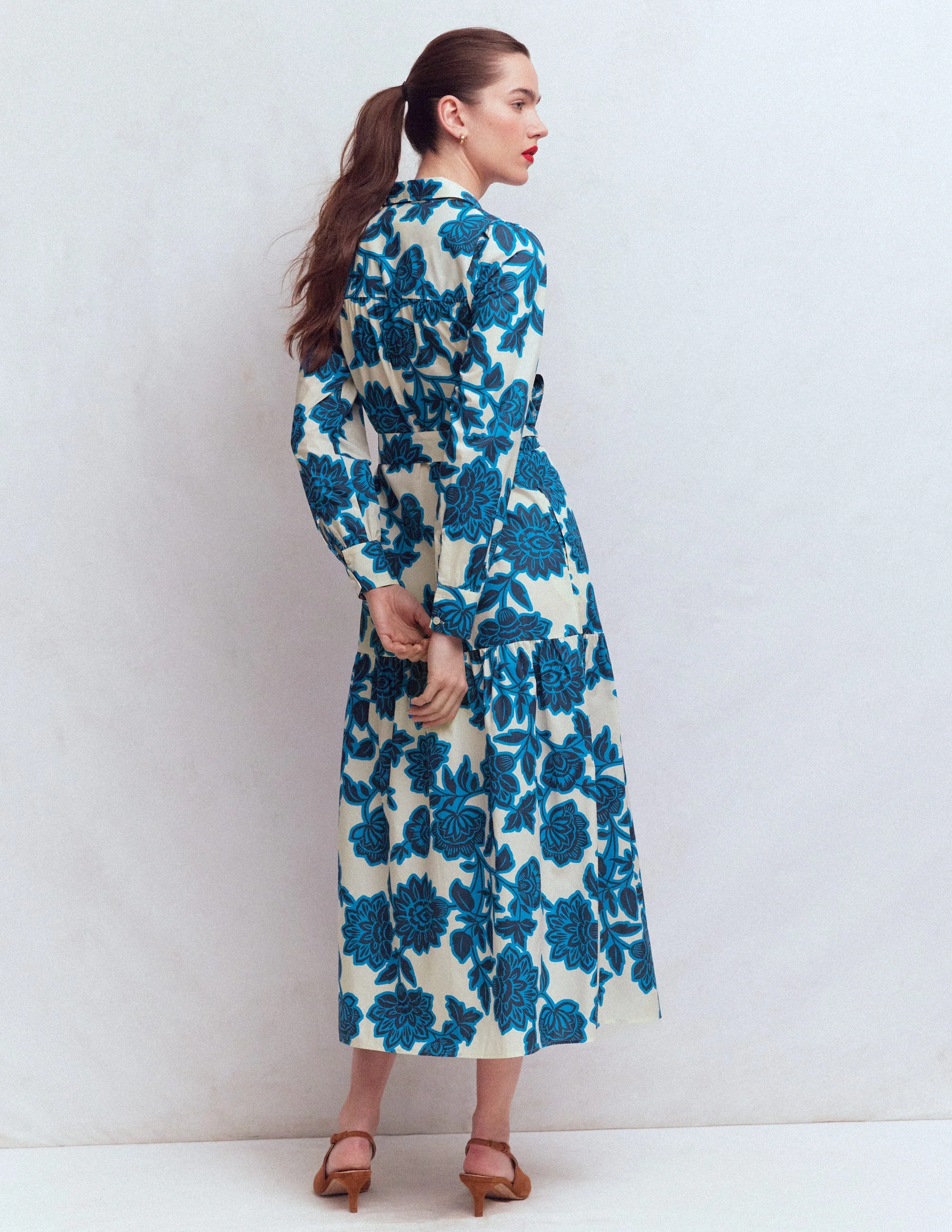 Ellie Maxi-Hemdblusenkleid aus Baumwolle-Naturweiß Blumenrausch - Image 3