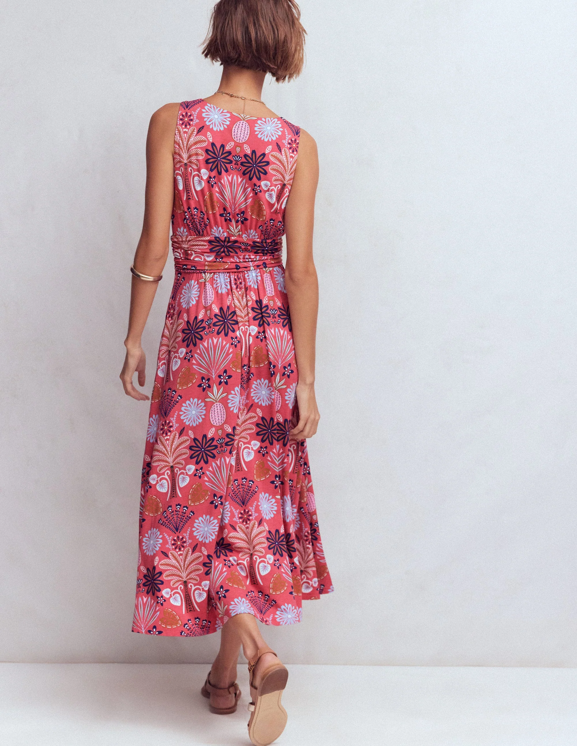 Elodie Jersey-Maxikleid-Kirschrot, Tropenwald - Image 3