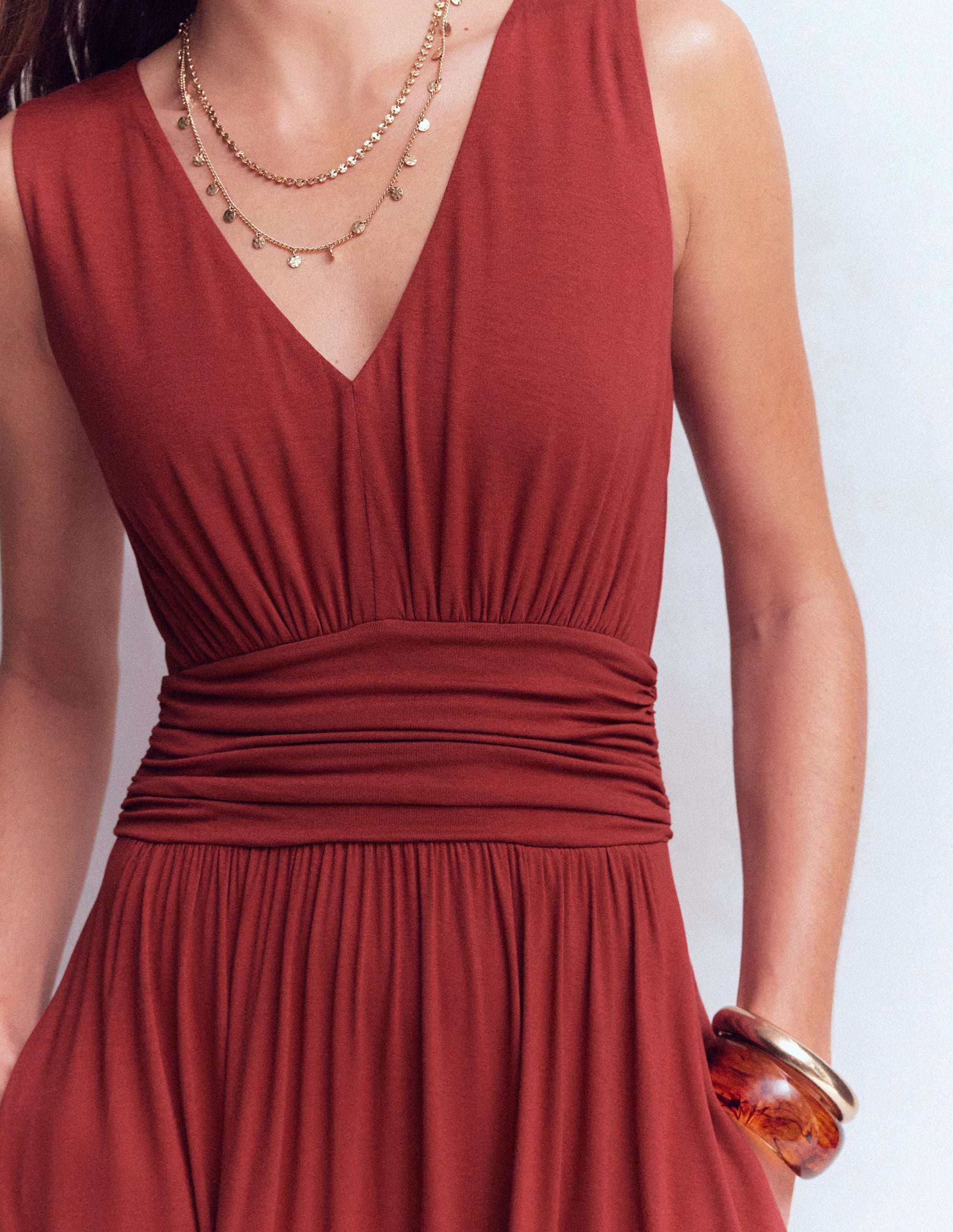 Elodie Jersey-Maxikleid-Sattes Kastanienbraun - Image 3