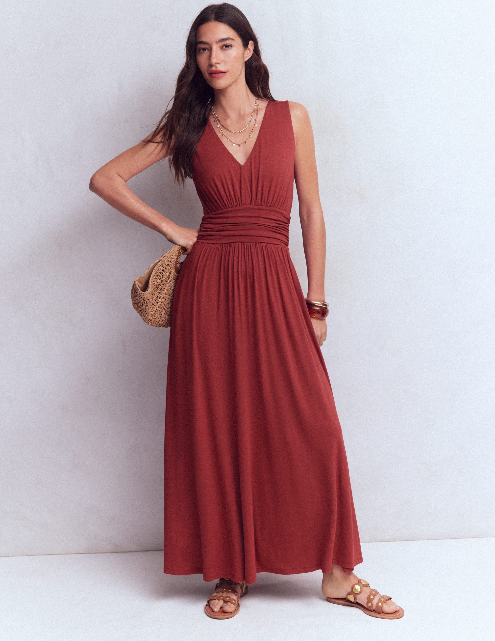 Elodie Jersey-Maxikleid-Sattes Kastanienbraun - Image 5