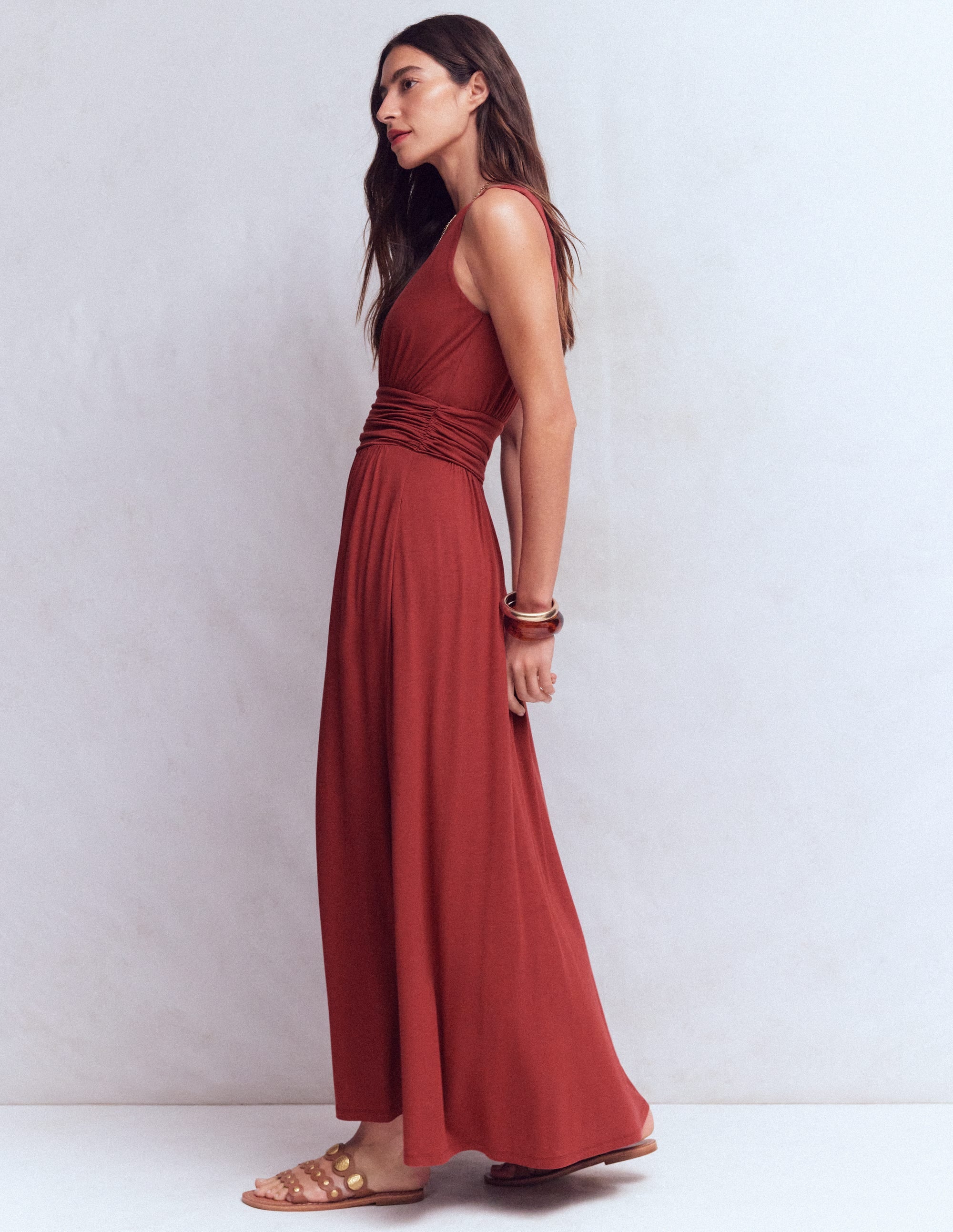Elodie Jersey-Maxikleid-Sattes Kastanienbraun - Image 6