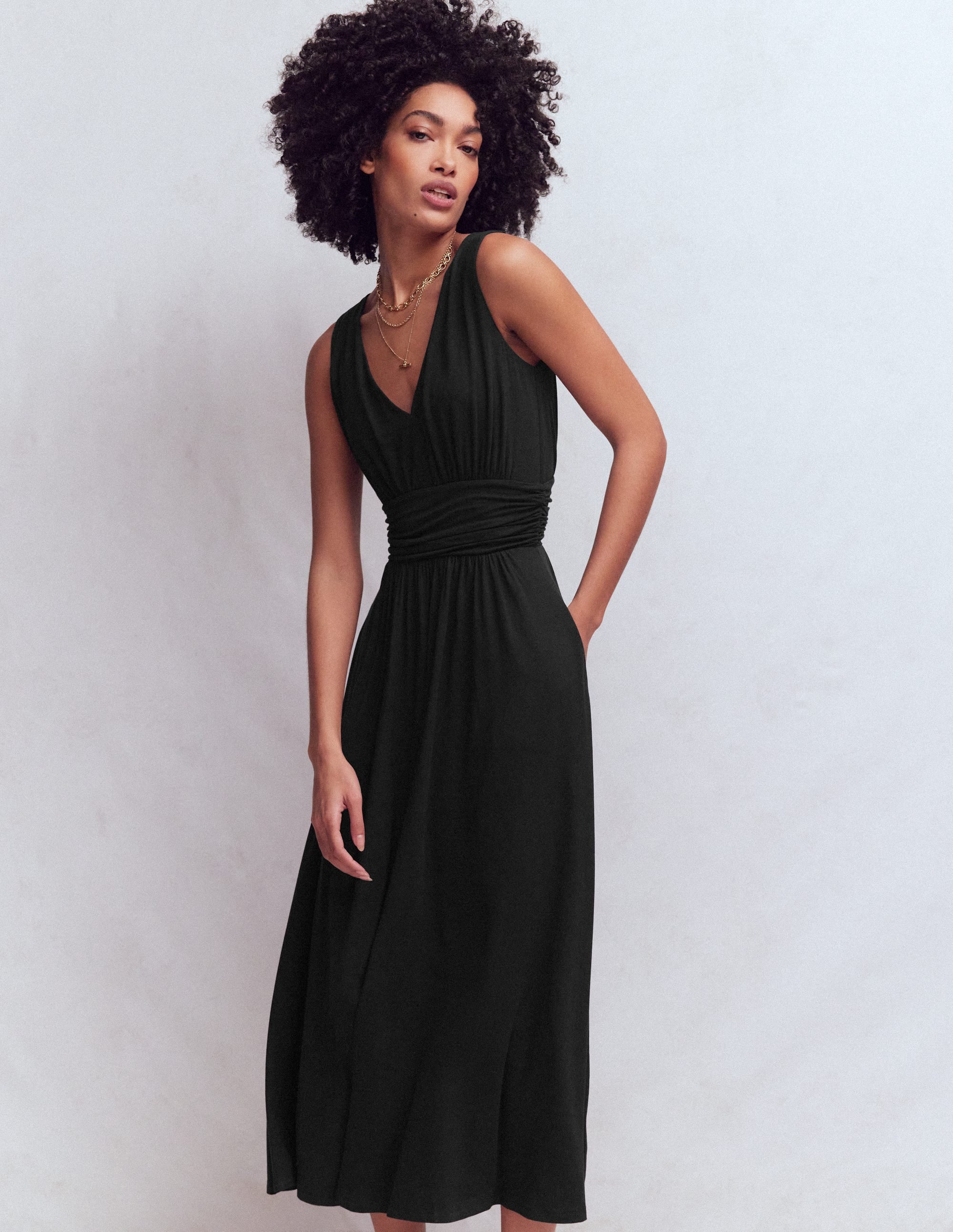 Elodie Jersey-Maxikleid-Schwarz