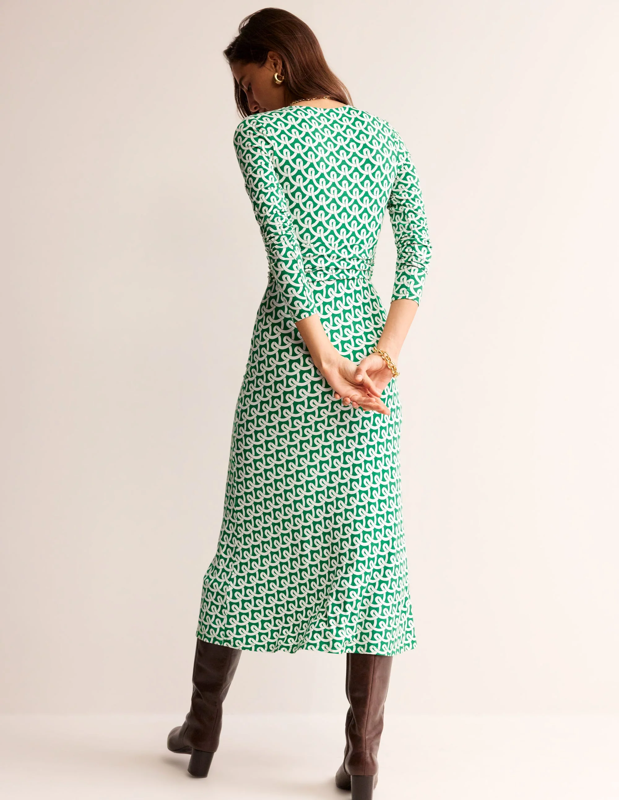 Elodie Midikleid in Empire-Form-Grünes Tamburin, Geo-Terrace - Image 4