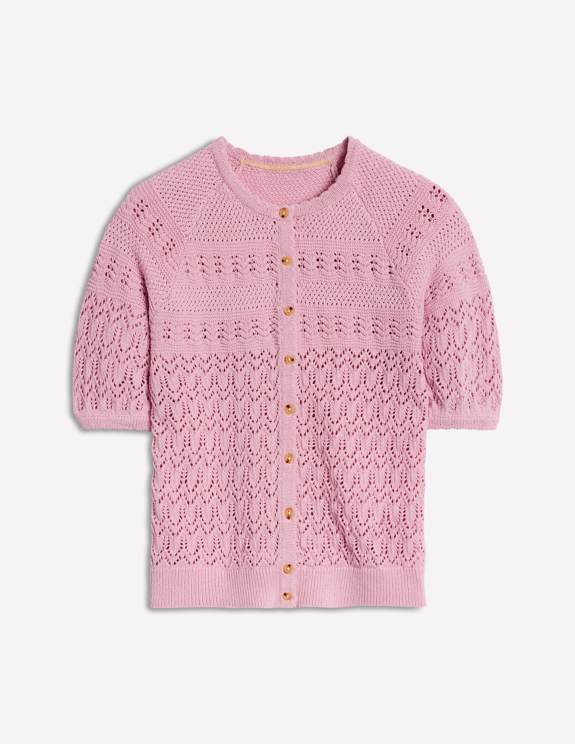 Elodie Strickjacke mit Ziernaht und Rundhalsausschnitt-Rosa - Image 6