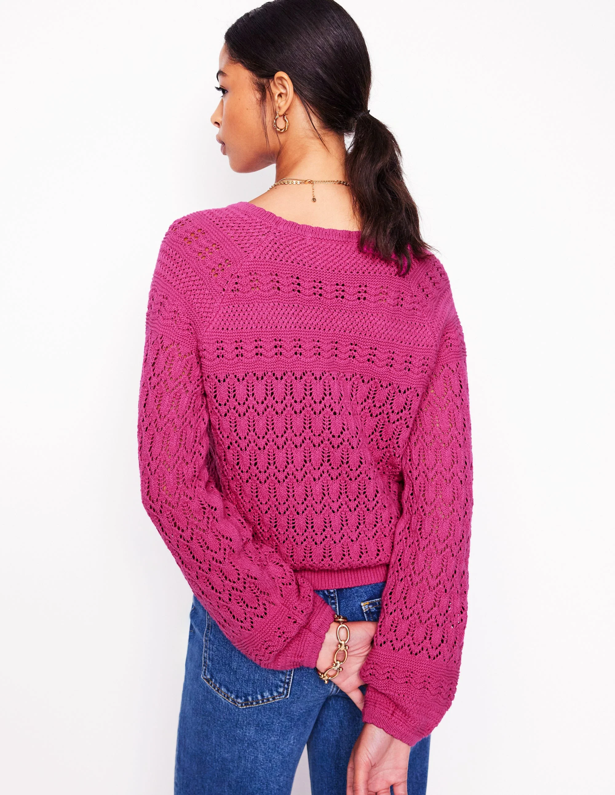 Elodie Strickjacke mit Ziernaht und V-Ausschnitt-Violette Zwetschge - Image 3