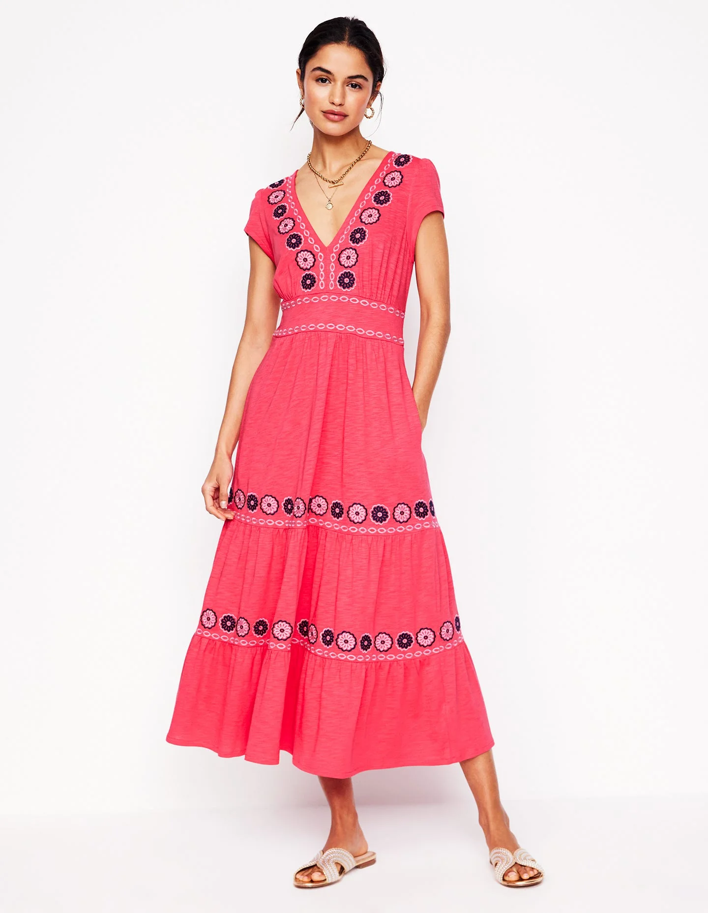 Eloise Besticktes Midikleid-Kamelienrosa - Image 4