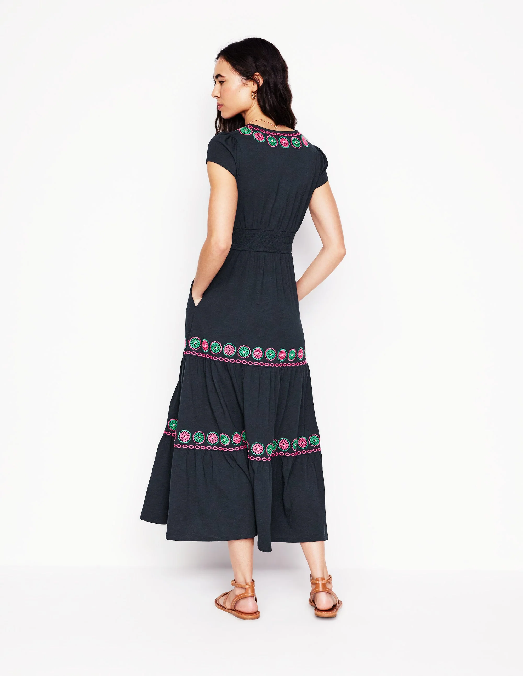 Eloise Besticktes Midikleid-Marineblaue - Image 4