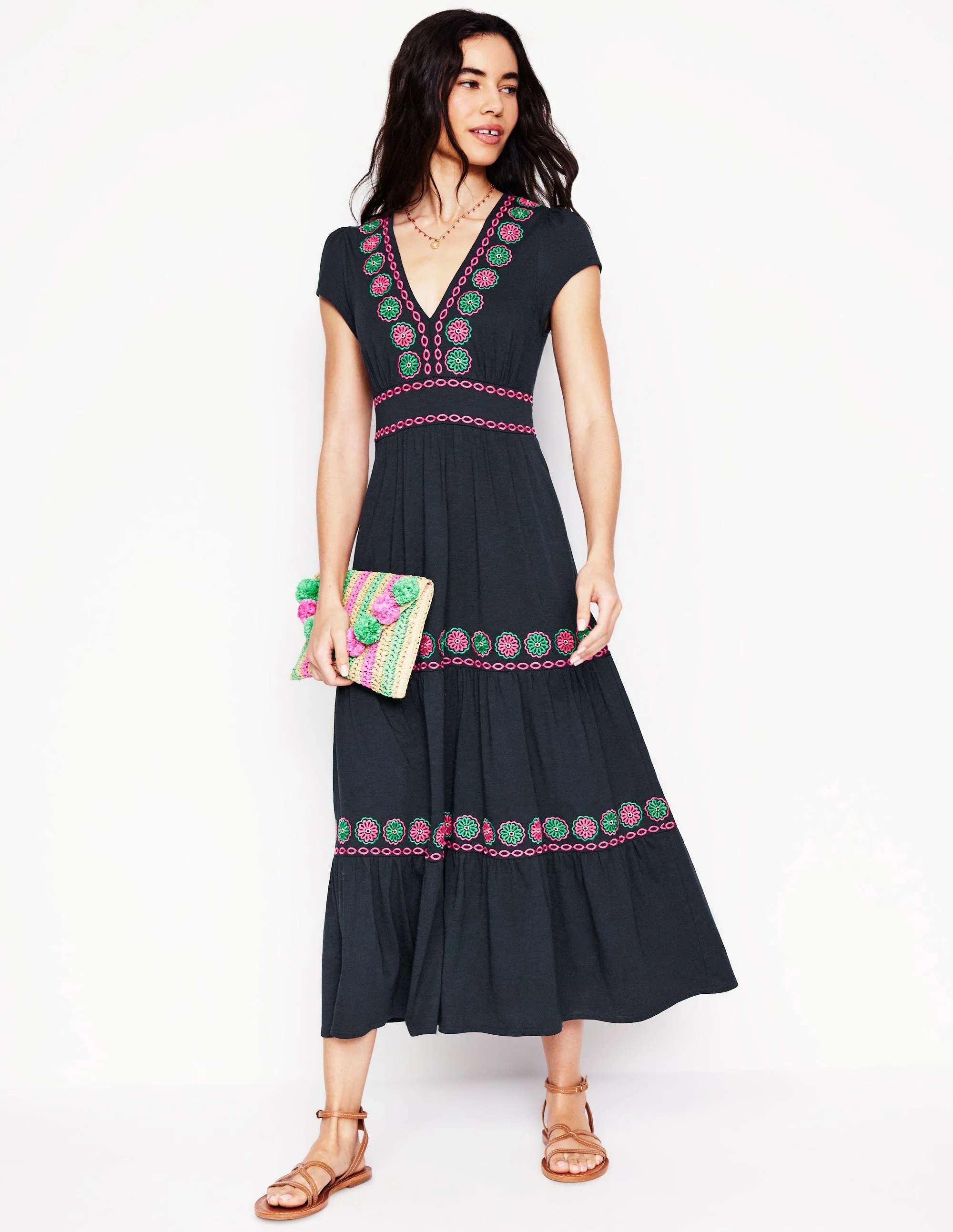 Eloise Besticktes Midikleid-Marineblaue - Image 5