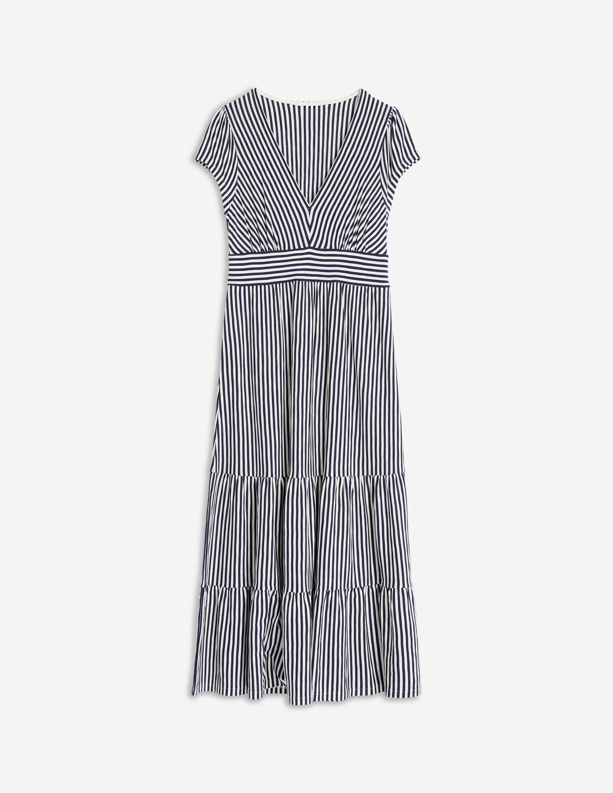 Eloise Gestuftes Jerseykleid-Französisches Navy/Naturweiß, Gestreift - Image 5