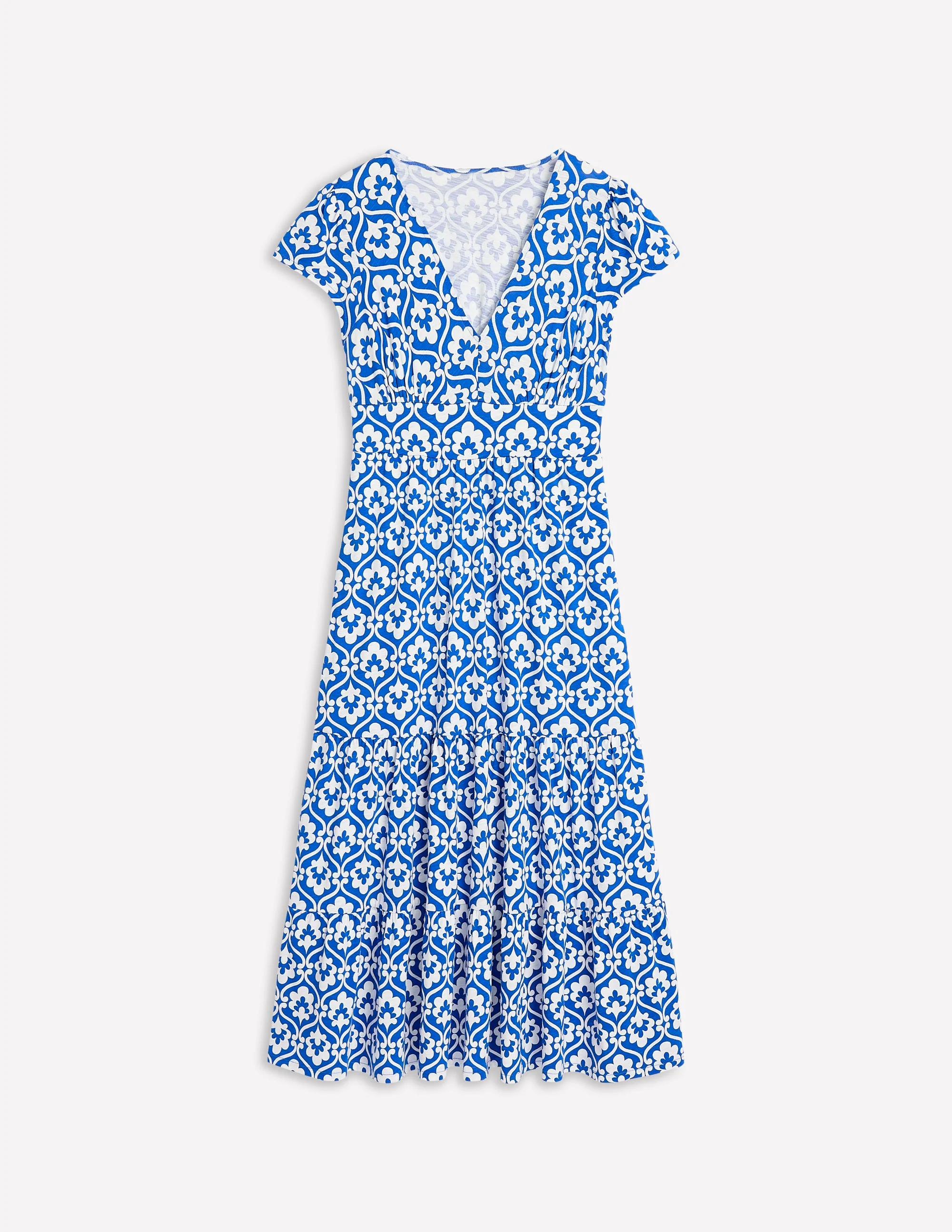 Eloise Gestuftes Jerseykleid-Galerie-Blau, Efeu-Spalier - Image 5